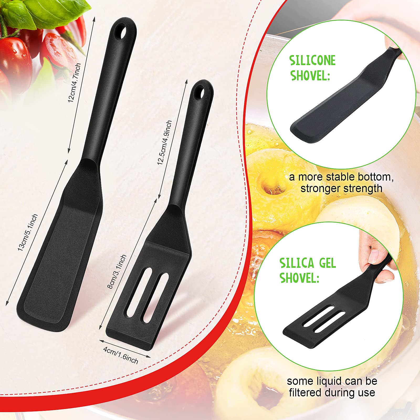 2 Pieces Mini Brownie Serving Spatula Set, Flexible Nonstick Silicone Serve Turner Slotted Cookie Spatula Silicone Square Spatul