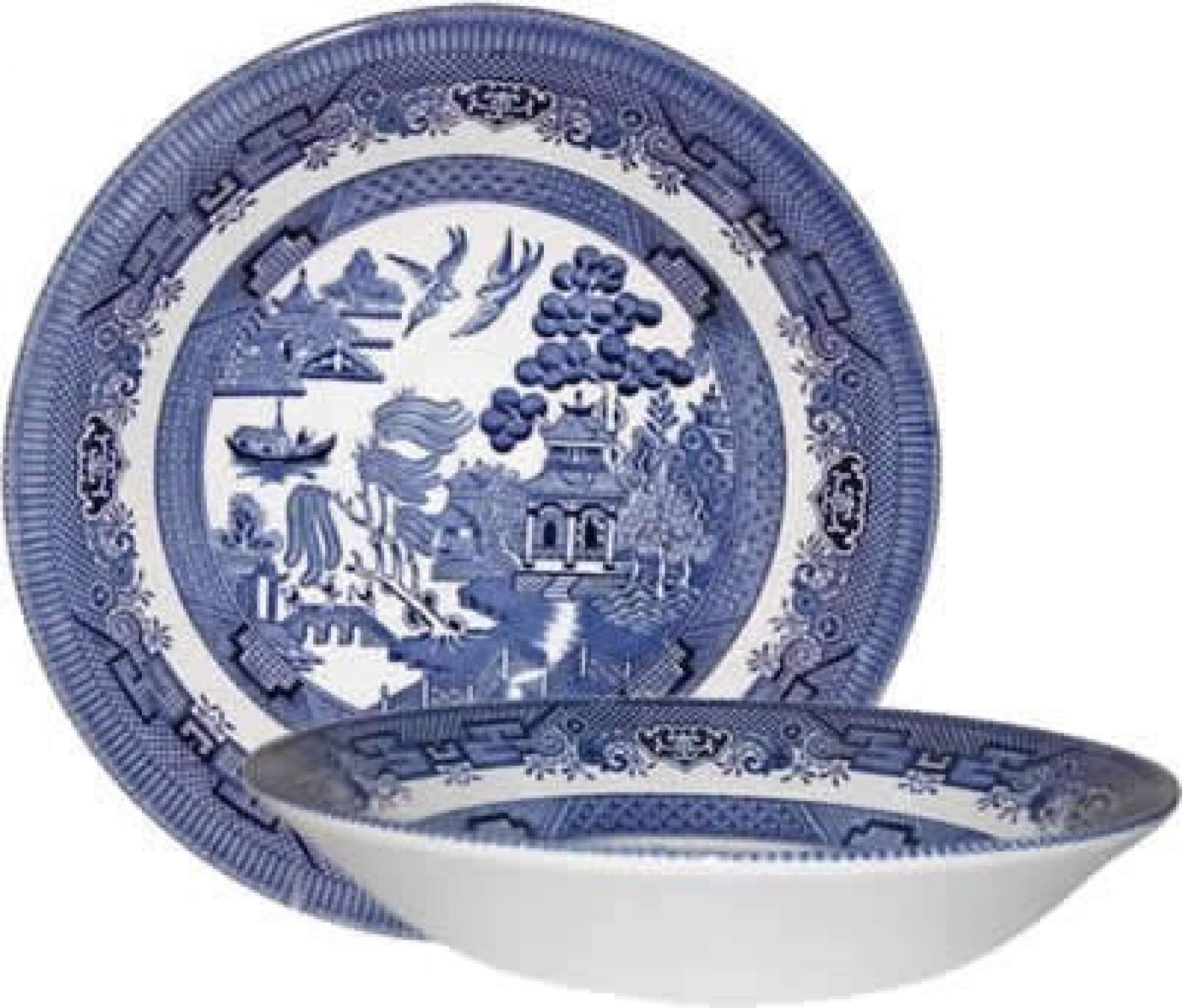 Churchill Blue Willow Coupe Soup Bowls 8'', Set Of 4