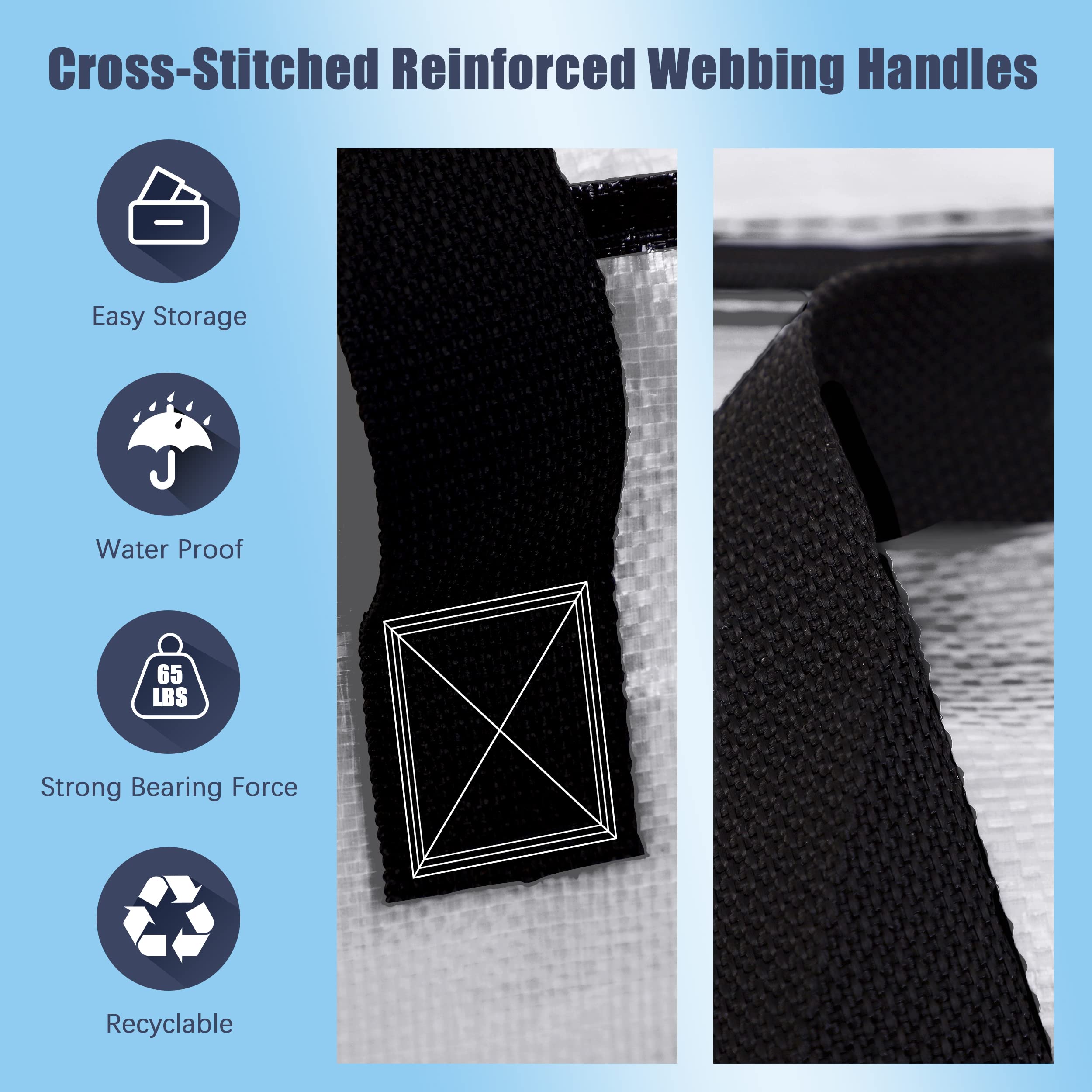 Homesure 12 Pack Large Strong Moving Bags With Zippers & Carrying Handles - Water-Resistant - Heavy Duty Storage Tote For Space