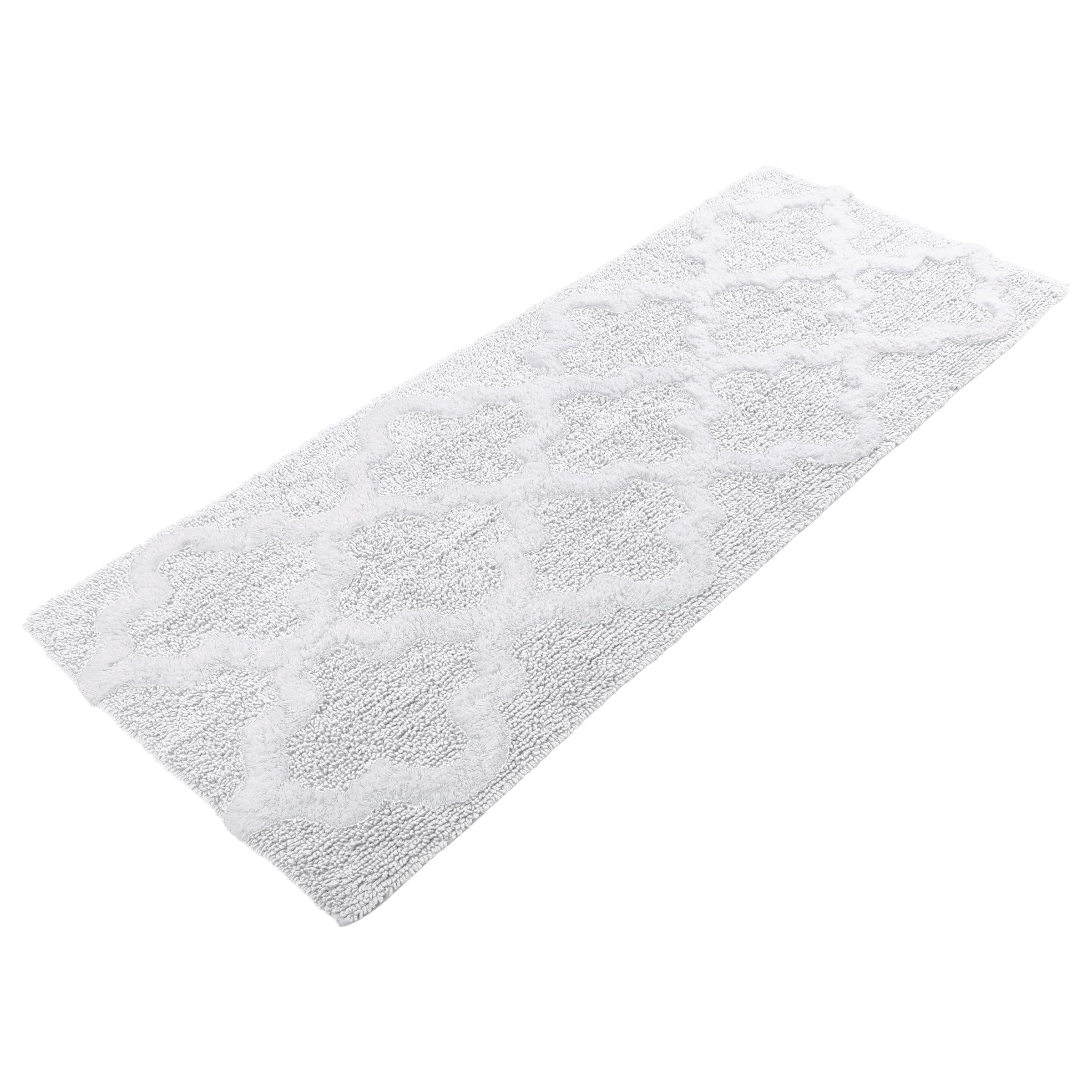 Lavish Home 100% Cotton Trellis Bathroom Mat - 24x60 inches - White