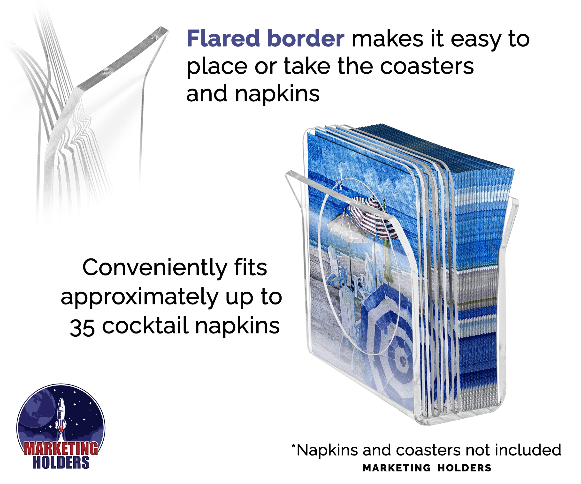Napkin Holder Clear Acrylic Flared Upright 5'' Table Or Bartop Stand See Through Restaurant Or Kitchen Decor Modern And Durable