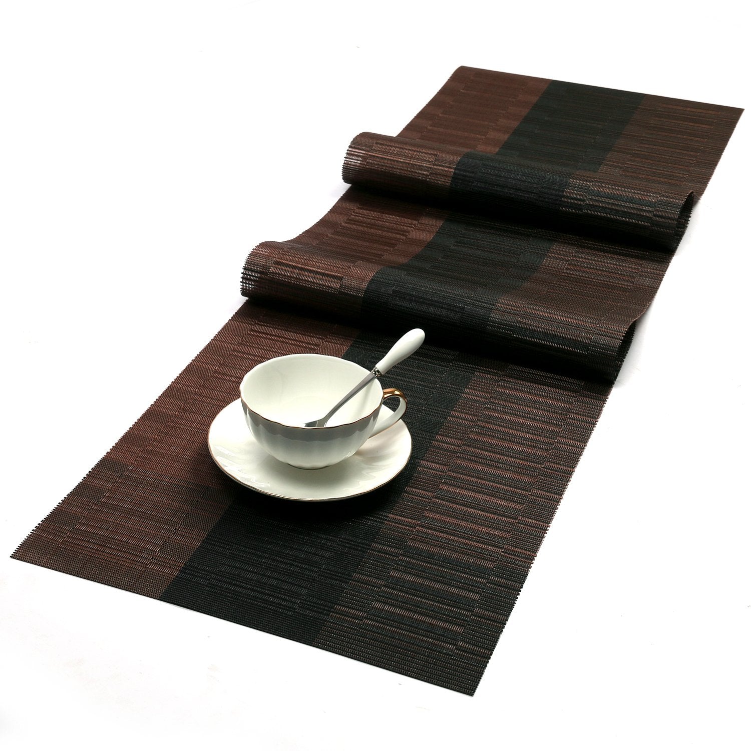 Shacos Placemats With Table Runner Set Of 7 Woven Vinyl Wipe Clean Heat Resistant Table Mats And Runner Set For Dining Table, Om