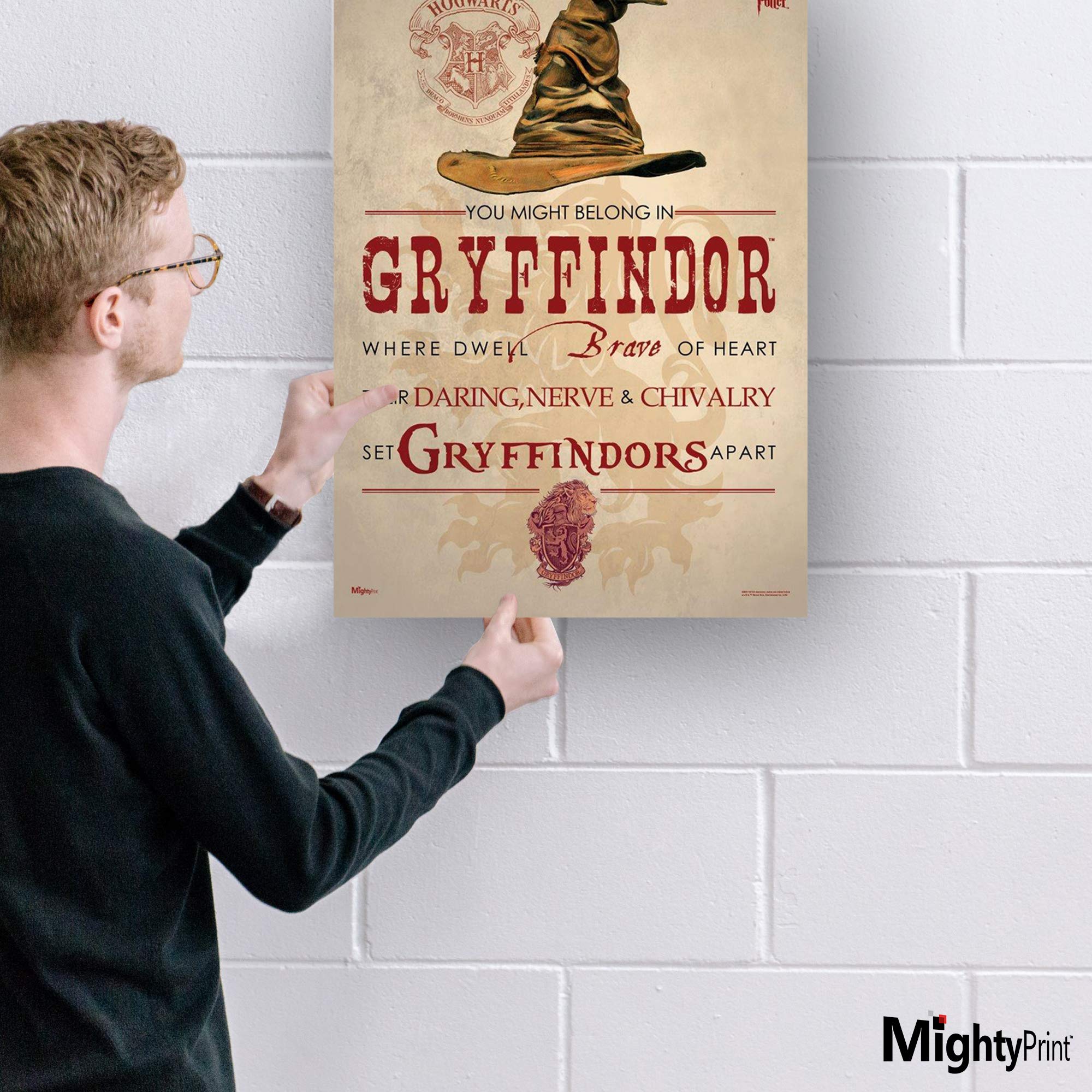 Mightyprint Harry Potter - Gryffindor - Hogwarts Sorting Hat House Quote - Durable 17    X 24 Wall Art - Not Made Of Paper - Off