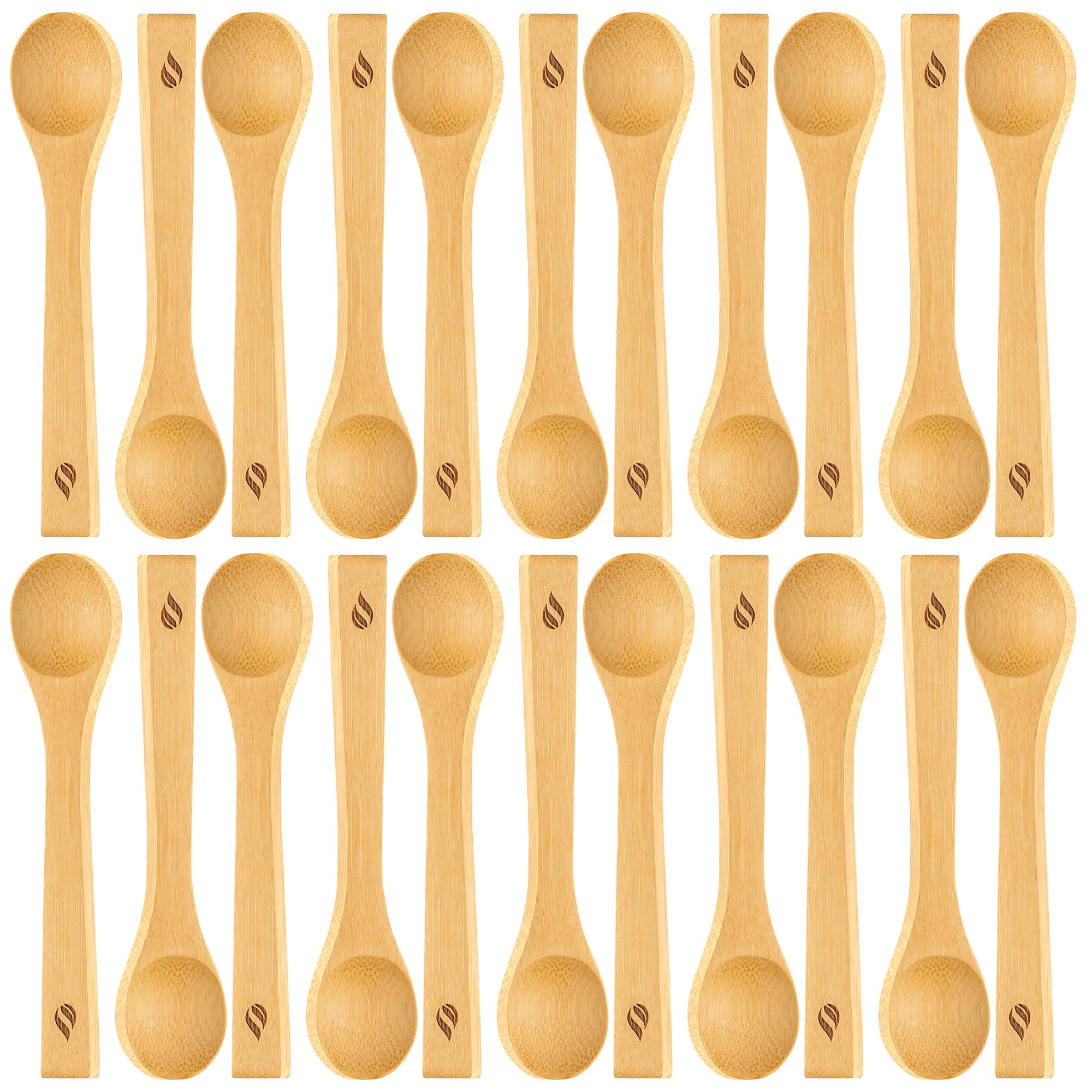 Golden Nature Bamboo Spoon Set (10 Pc), Small Kitchen Teaspoons, Tiny Wooden Spoons Perfect For Sugar, Spices, Seasoning, Coffee