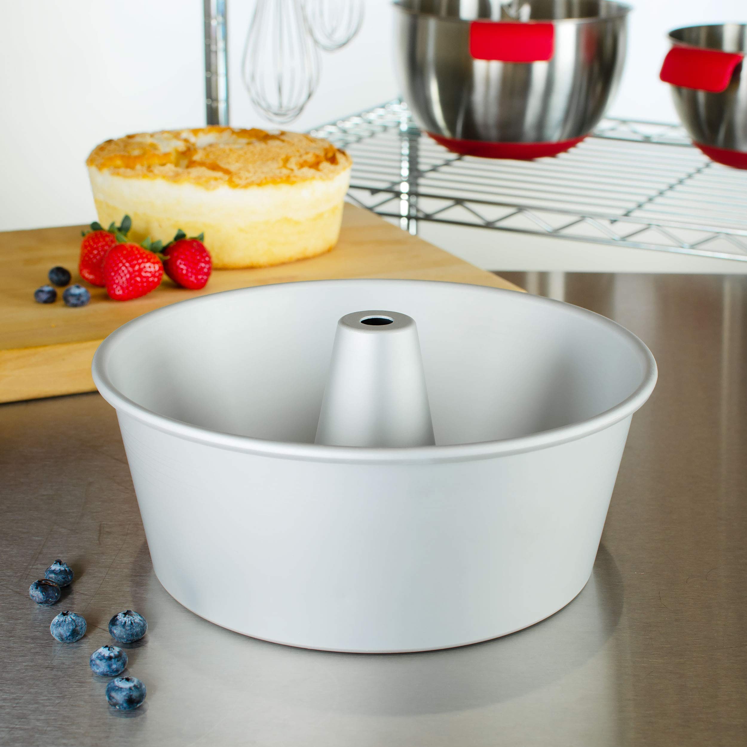 Fat Daddio's Angel Food Cake Pan, 10 Inch Anodized Aluminum, Silver, Model PAF-10425