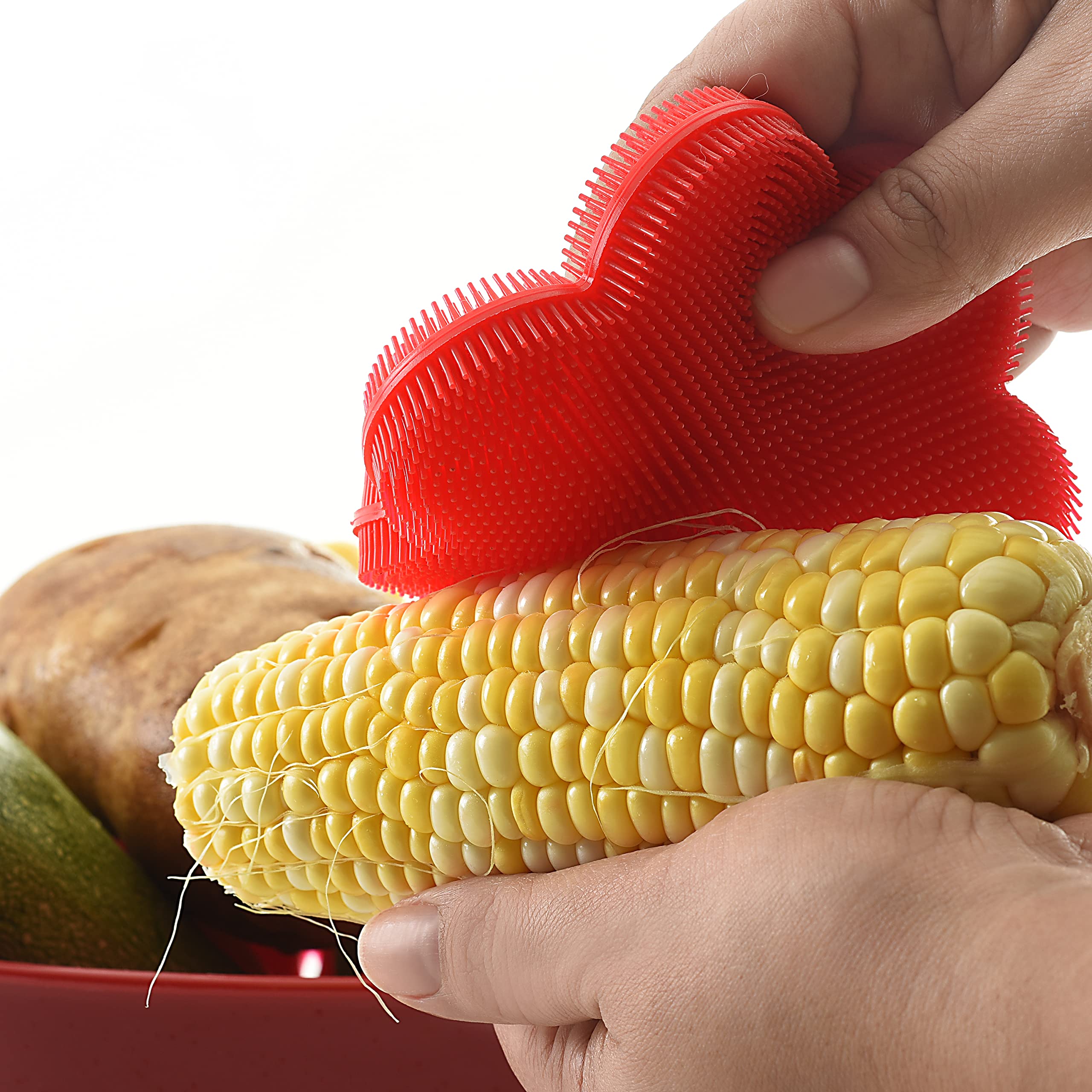 Norpro Red Flower-Shaped Silicone Dish Brush Scrubber