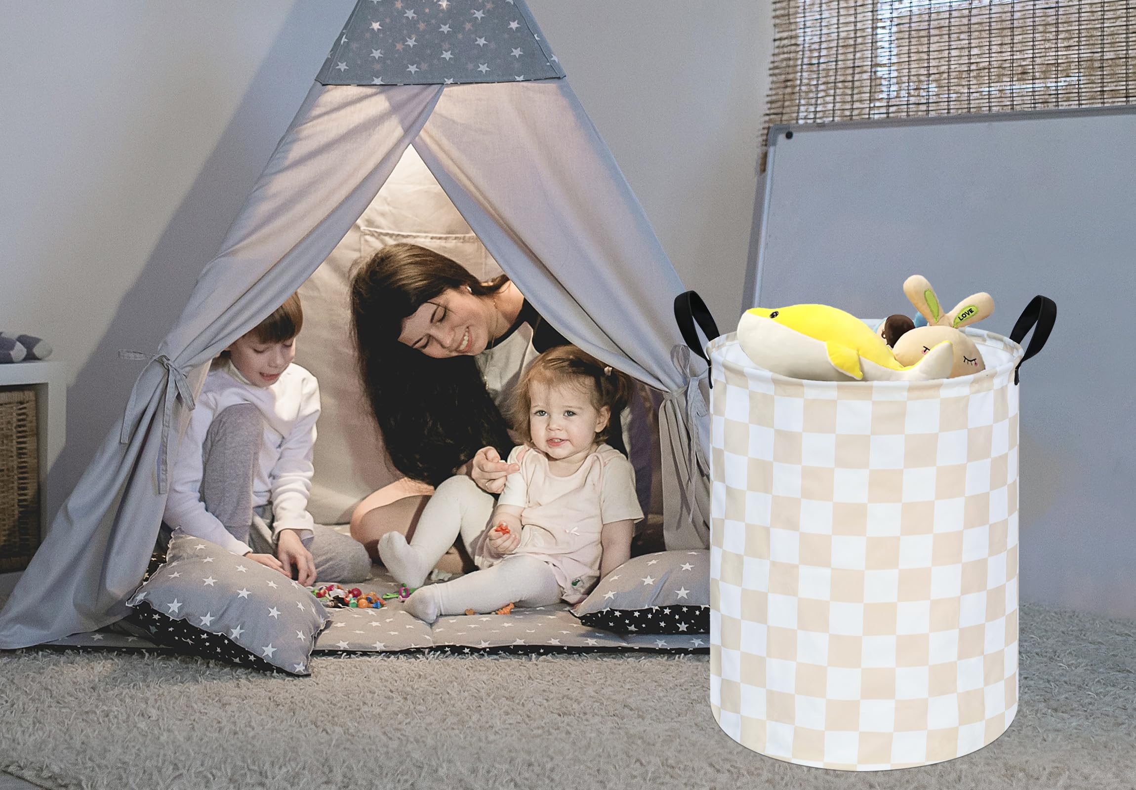 MAIZMZ Girls Laundry Basket Cute Kids Hamper Room Decor Storage Basket,Toy Box Canvas Collapsible Organizer Bins for Home/Dorm/K