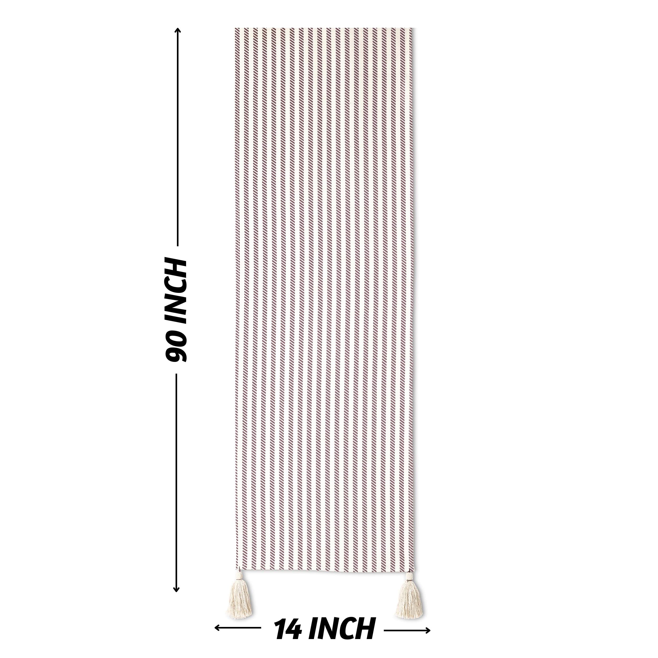 Folkulture Table Runner 90 Inches Long With Tassels For Table Decorations, 100% Cotton Farmhouse Style Table Runner For Table De