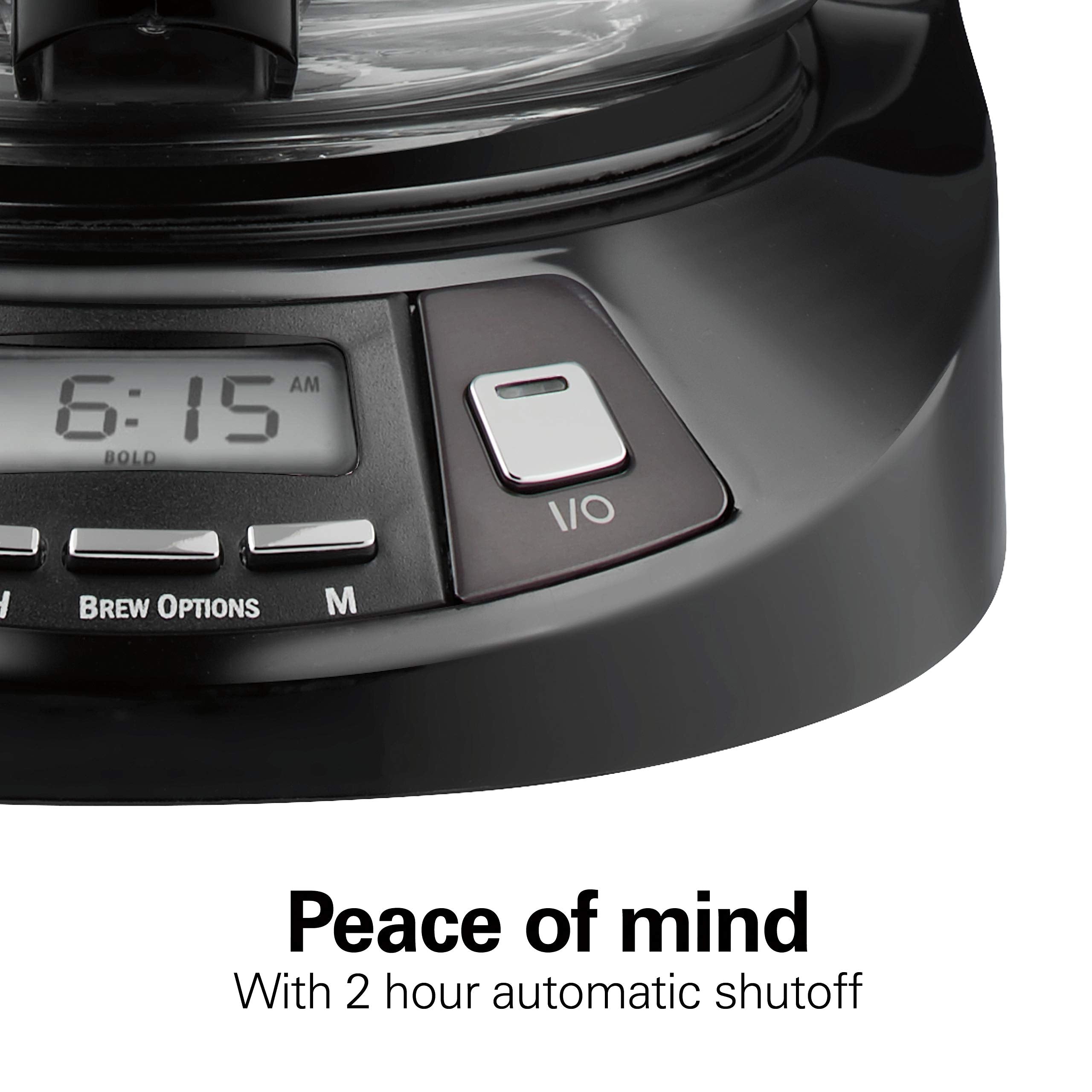 Hamilton Beach 12 Cup Programmable Drip Coffee Maker With 3 Brew Options, Glass Carafe, Auto Pause And Pour, Black Stainless (46