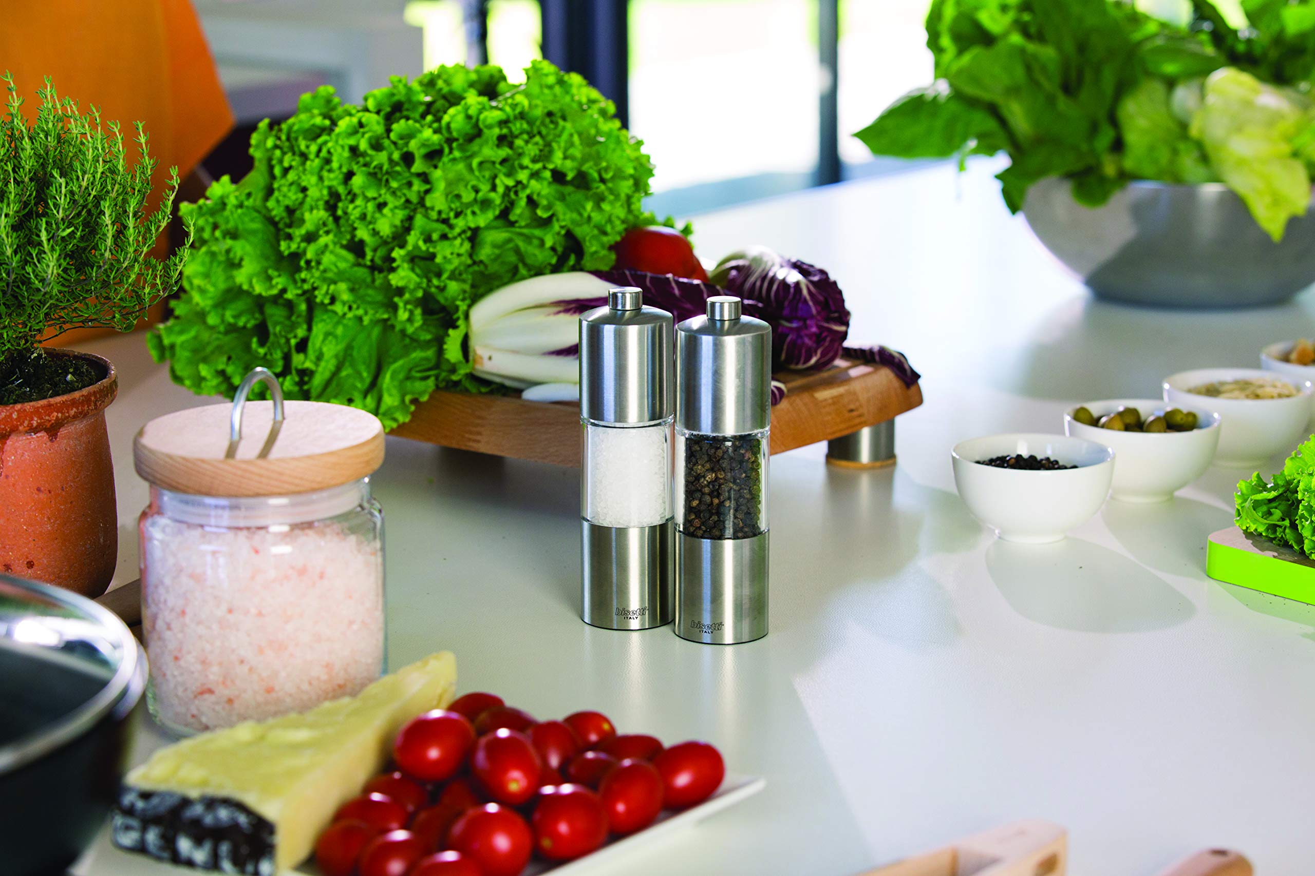 Bisetti Terni Adjustable Salt Mill Grinder, 7.5 Inch, Clear