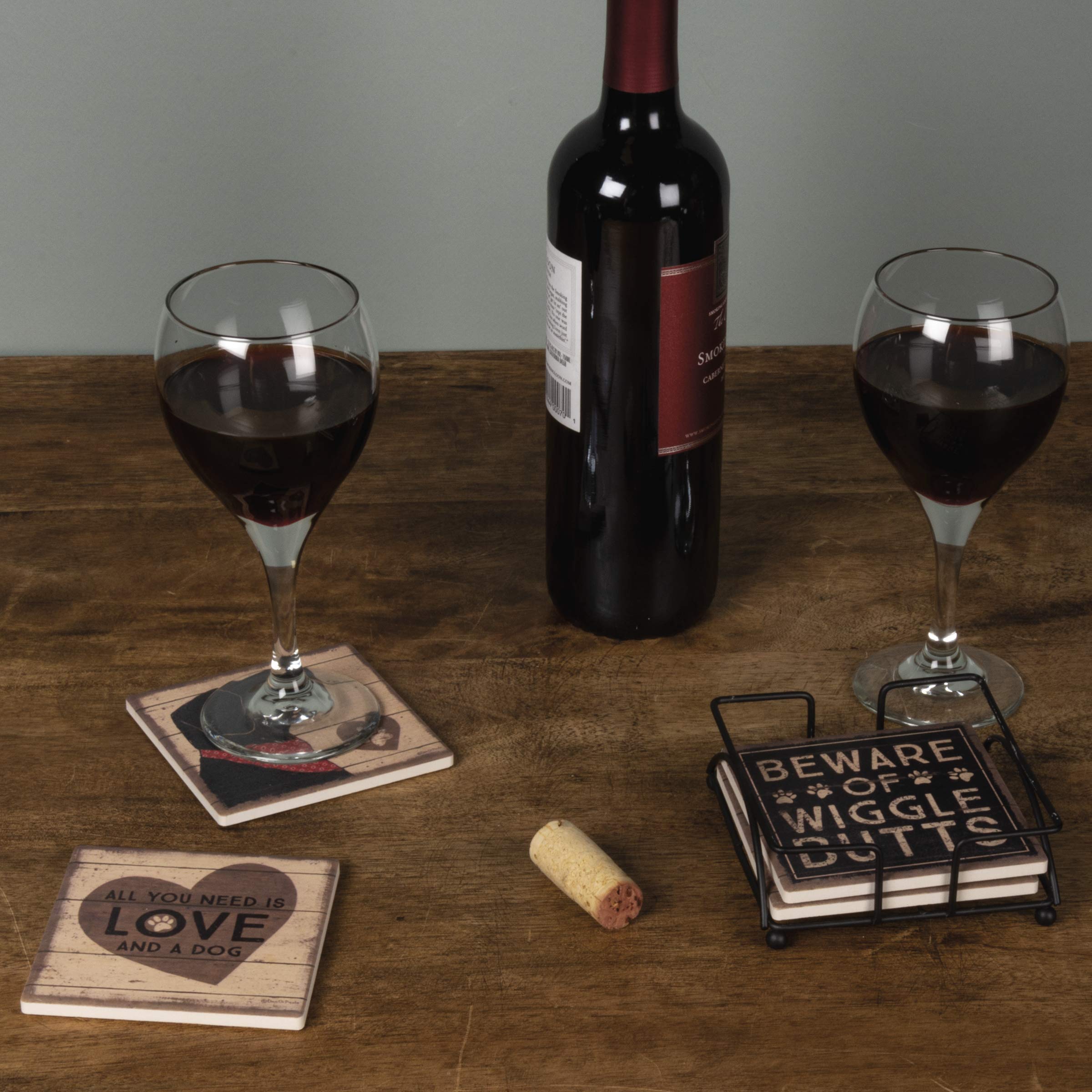 Primitives by Kathy Stoneware Coasters, Love and a Dog, Model 39365