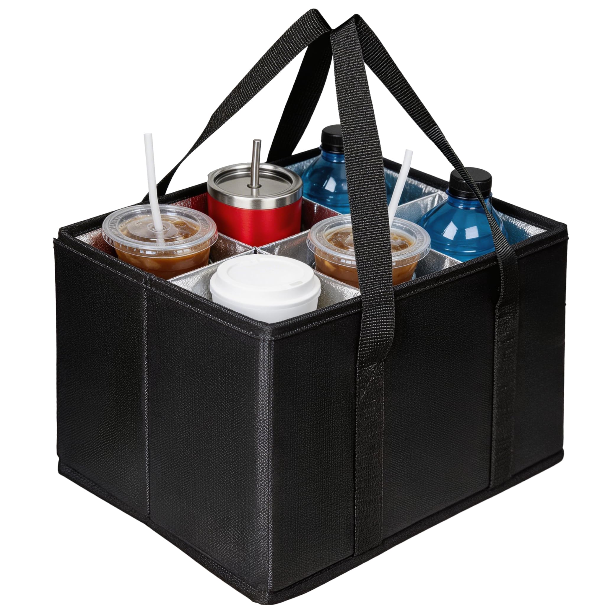 COMFORTKEEPER Reusable Drink Carrier with Handle, Insulated Drink Holder Bag with Adjustable Dividers, 600D Oxford Fabric Cup Ca