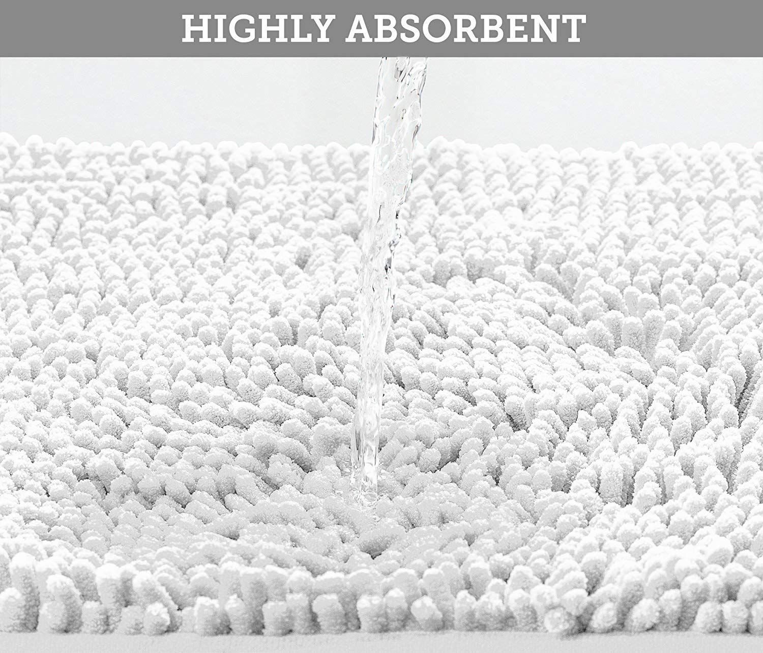 Luxurux White Bathroom Rugs, Bathroom Rug Set-Extra-Soft Plush White Bath Mat, 1'' Chenille Microfiber Material, Super Absorbent