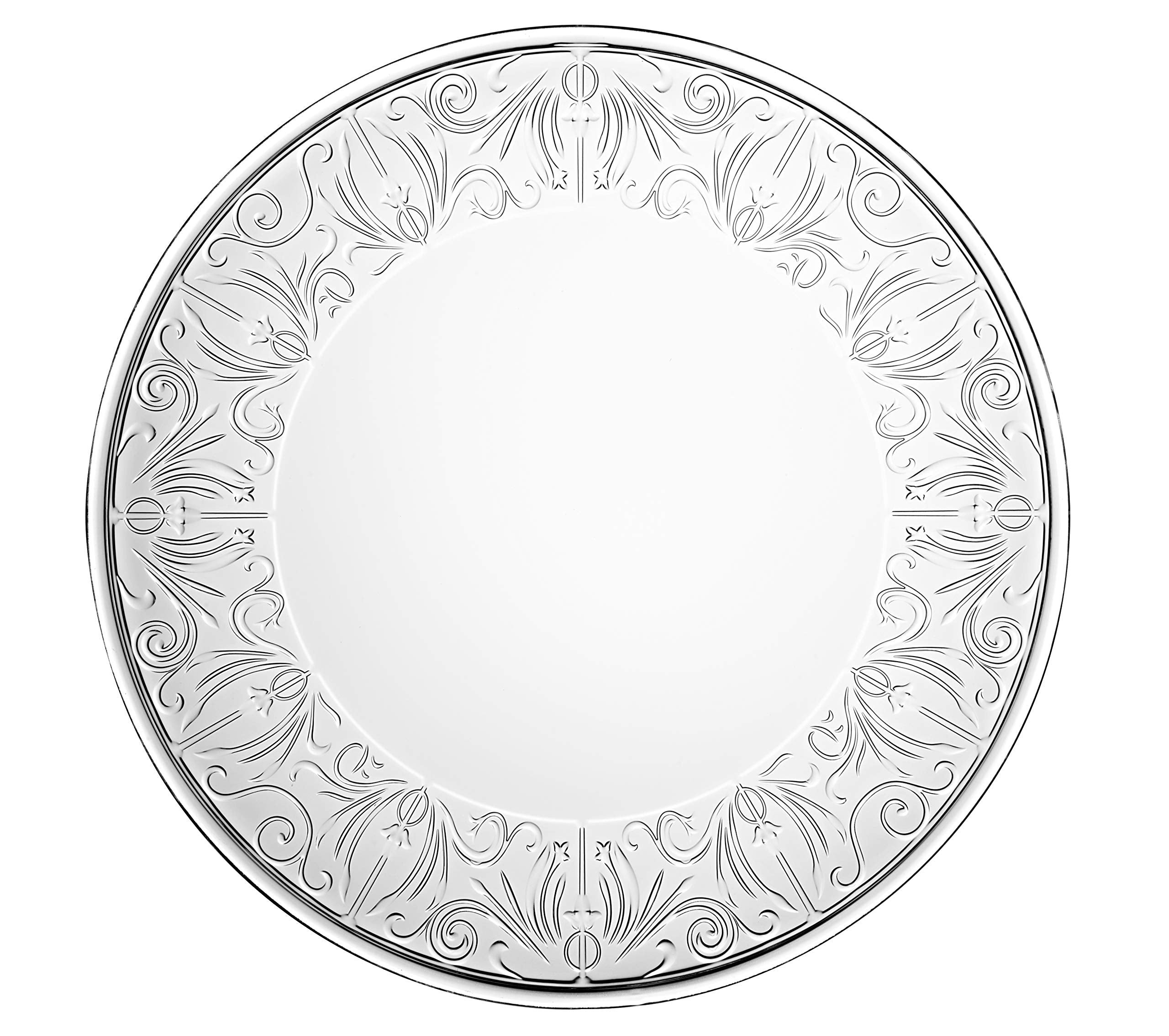 Glass Large Plate - Charger - Crystal -Beautiful Designed Border - 13'' Diameter - Made In Europe - By Barski