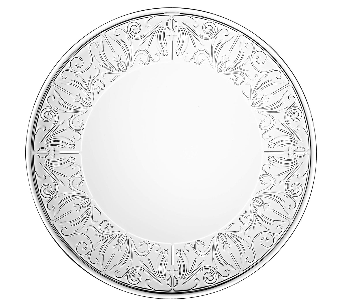 Glass Large Plate - Charger - Crystal -Beautiful Designed Border - 13'' Diameter - Made In Europe - By Barski