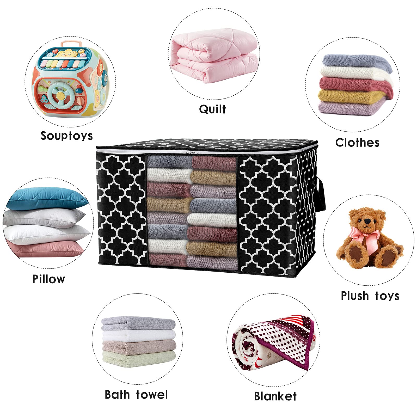 ISELIFE Storage Bags 100L 2-Pack Large Blanket Clothes Organization and Storage Containers for Bedding, Comforters, Foldable Org