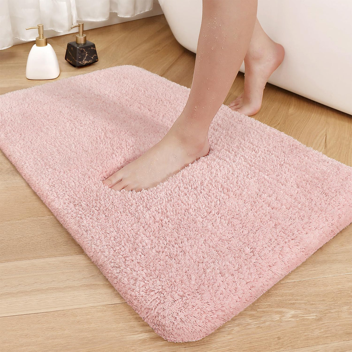 Color&Geometry Pink Bathroom Runner Rugs 24''X43'', Extra Large- Upgrade Your Bathroom With Long Thick Blush Bath Mat- Plush, No