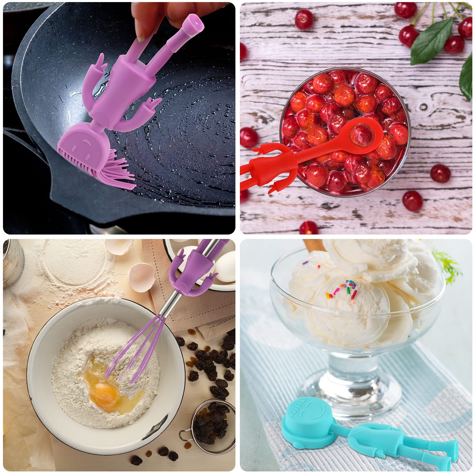 Human Shaped Kitchen Utensils Set 6 Piece Non Stick Heat Resistant Baking Tools Kitchen Gadgets Silicone Cute Utensils With Comf