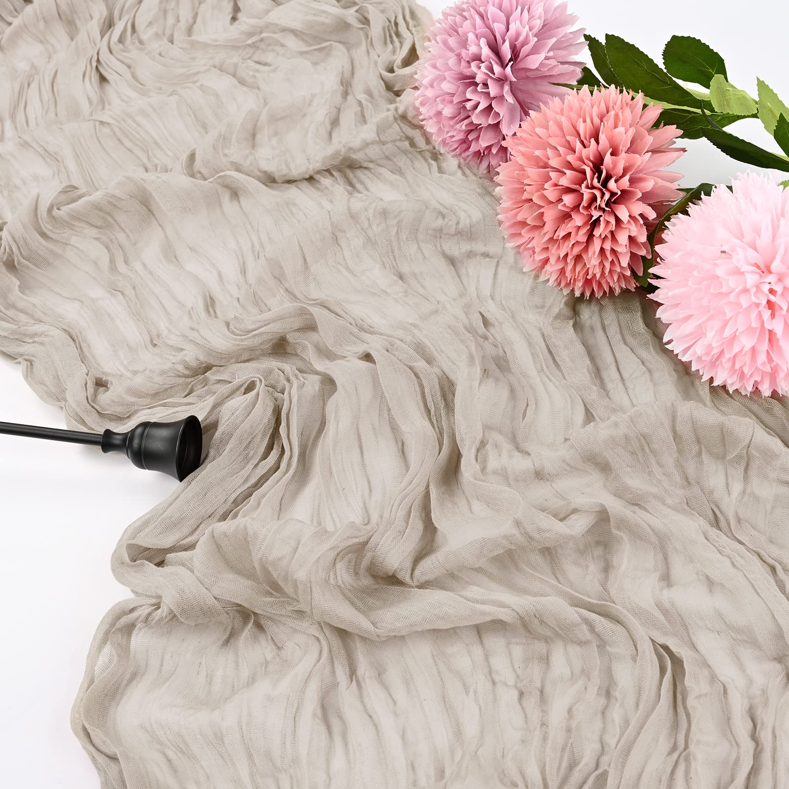 10 Pcs Rosy Brown Cheesecloth Table Runner 10Ft, Gauze Table Runner For Wedding Reception Sheer Bridal Shower Birthday Party Boh