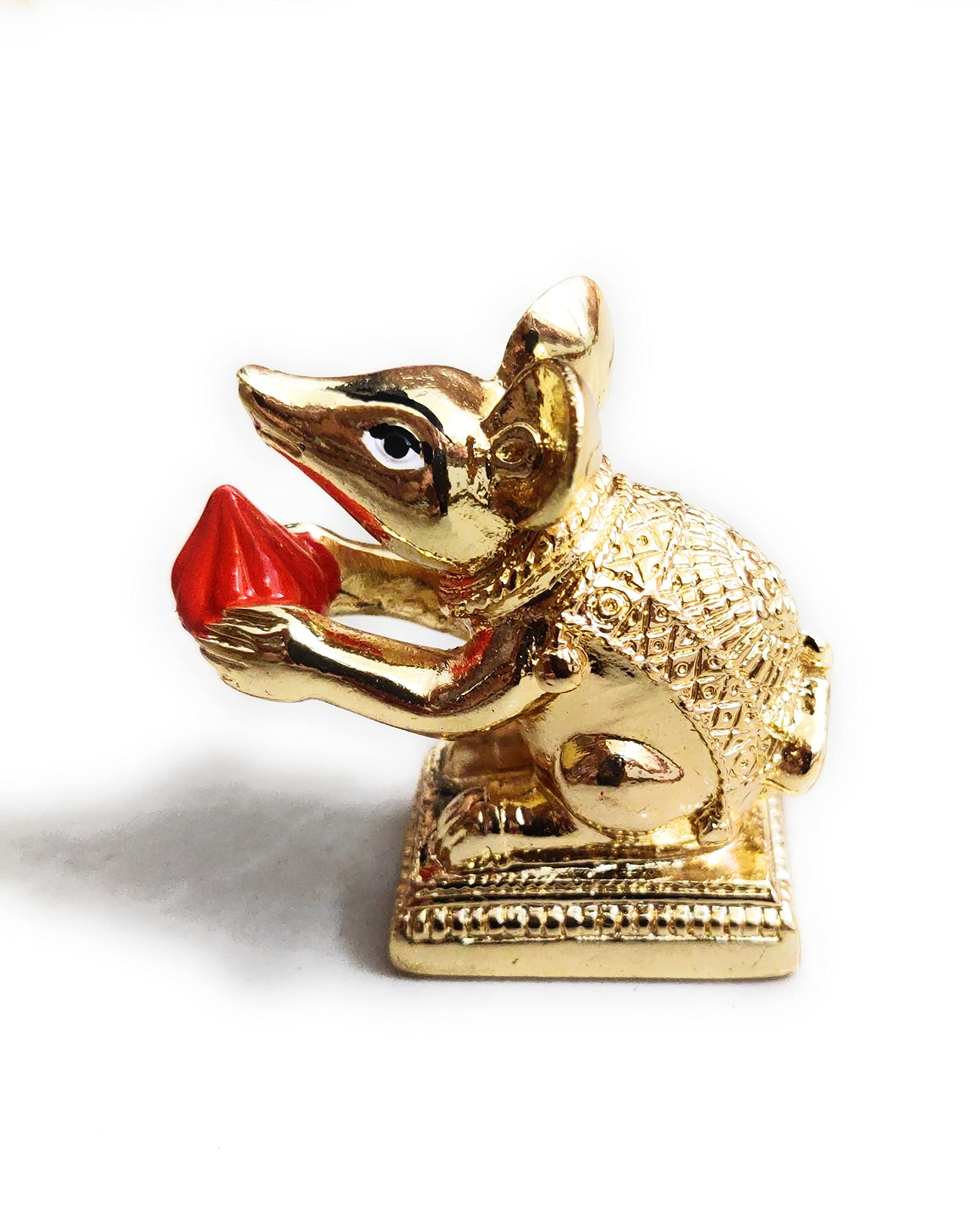 Punyatva Mushak Idol For Ganpati Pooja (Gold Metal) / Gauri Ganpati Festival Decoration Accessories/Ganpati Jewellery/Ganpati Sa