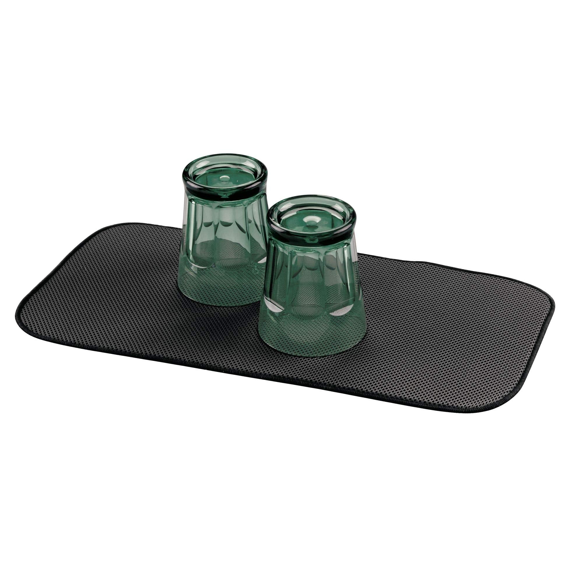 iDesign iDry Fabric Mini Kitchen Countertop Absorbent Dish Drying Mat , 18 x 9 - Black