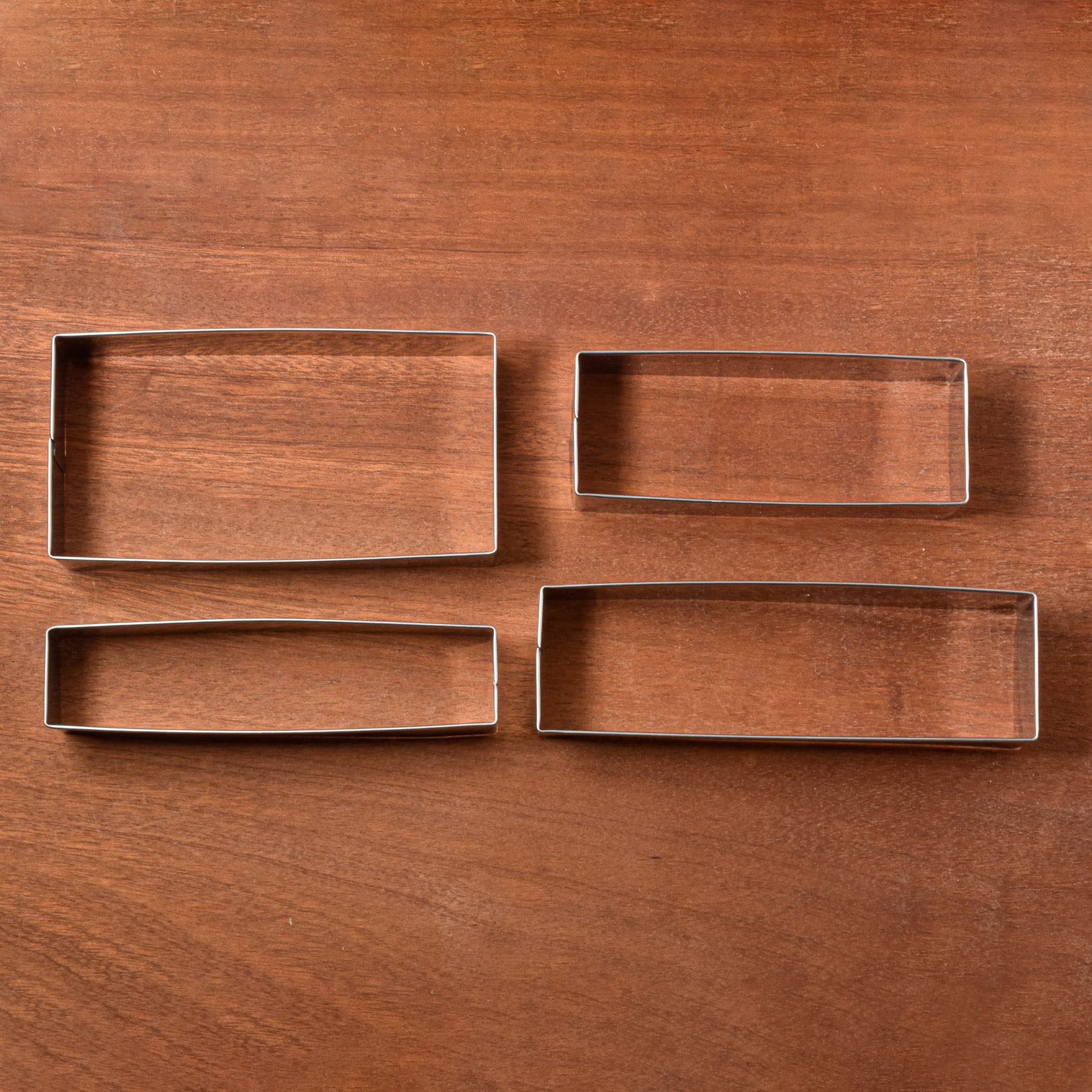 Liliao Rectangle Scalloped Edge Cookie Cutter Set, Stainless Steel (Rectangle And Scalloped Edge 8-Piece Set)