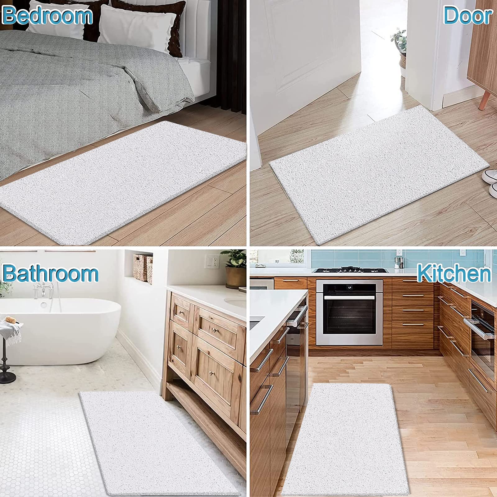 Extra Large Shower Mats Non Slip, 23.6  47.2 Inch, Bath Mat For Shower, Loofah Mats For Shower And Bathroom, Quick Drying, White