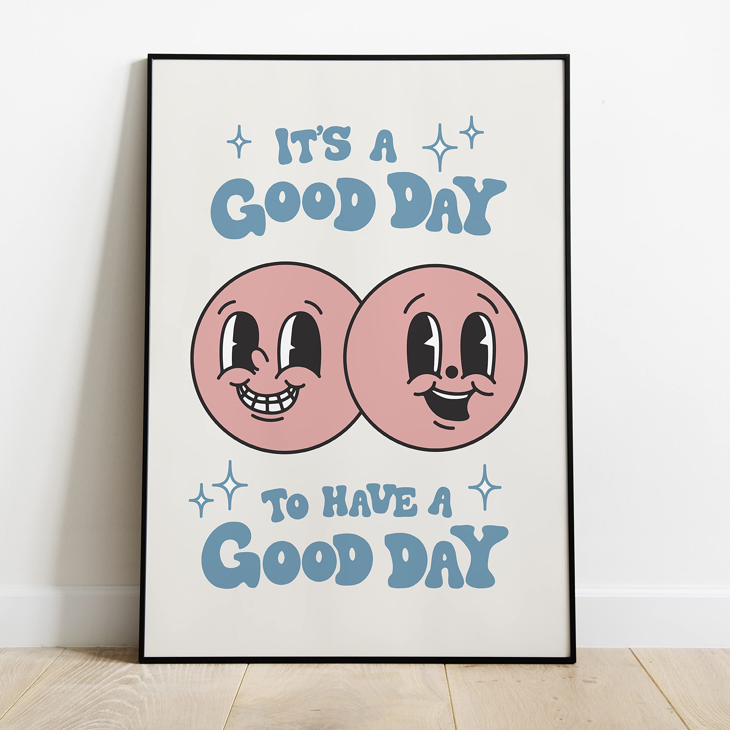 It's A Good Day Retro Poster  Retro Happy Face Wall Art  60s 70s Aesthetic Poster  Positive Quote Wall Art  Cute Room Decor  Cool Wall Decor