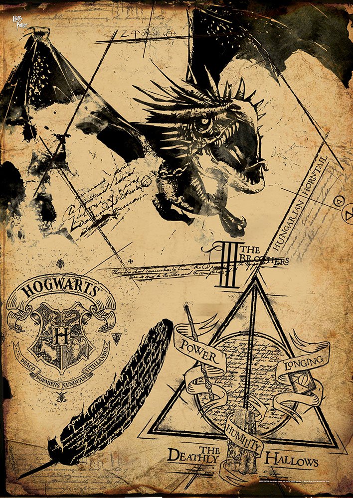 Mightyprint Harry Potter - Deathly Hallows - The Three Brothers - Collage - Durable 17    X 24'' Wall Art - Not Made Of Paper -