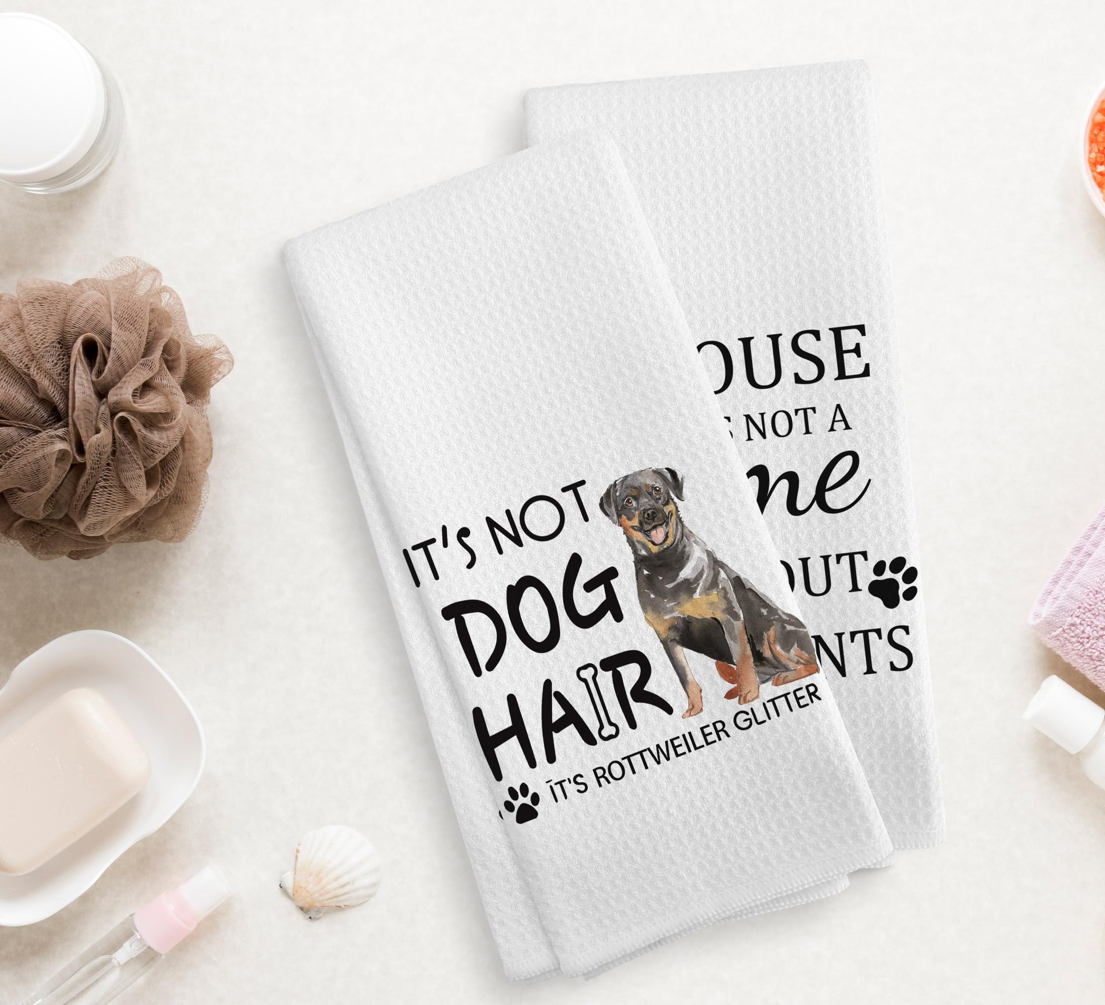 NOQL Rottweiler Kitchen Towels and Dishcloths Set of 2, Rottweiler Gifts for Women, Dog Kitchen Towels, Dog Hand Towels, 16  24