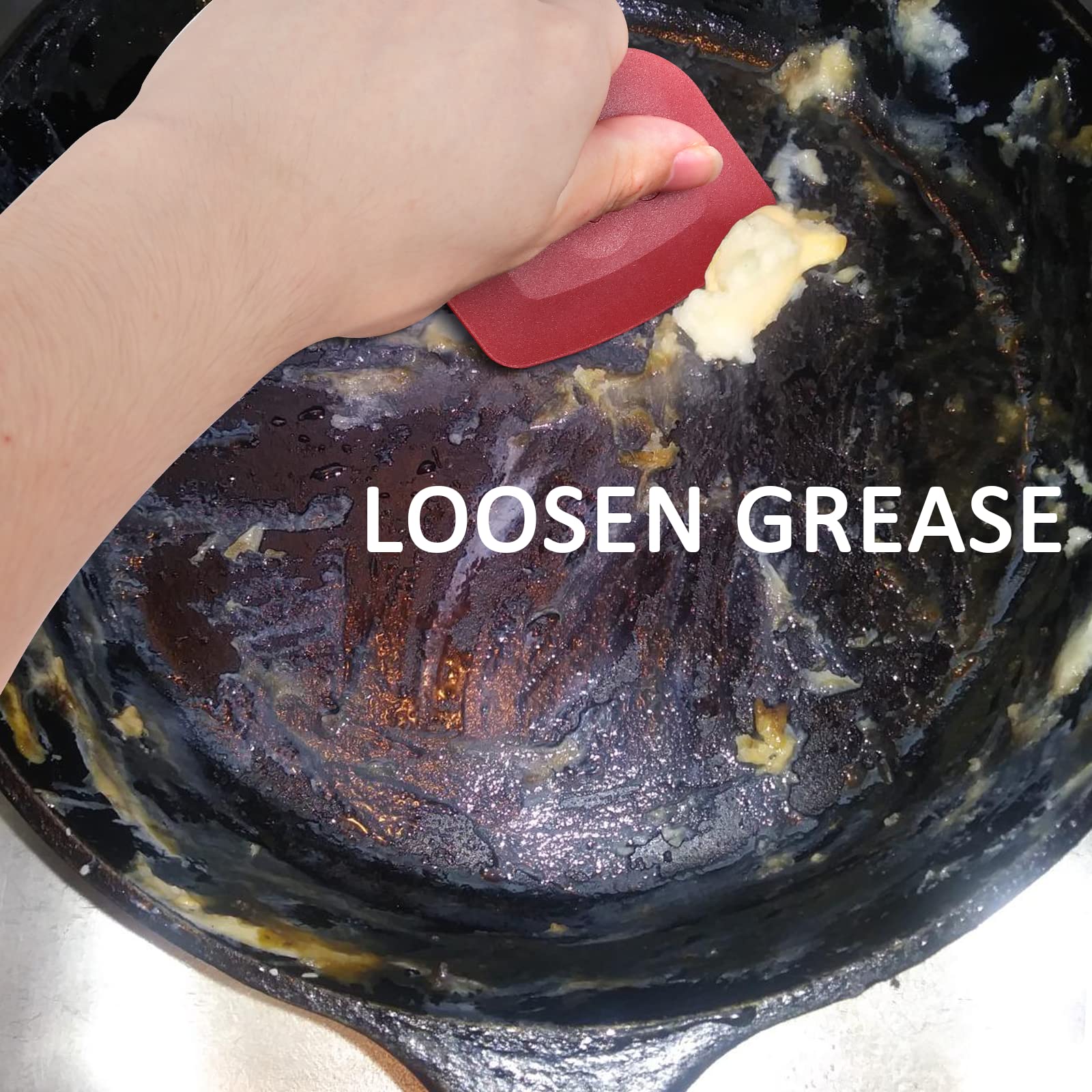 Pan Scraper Dish Scraper Food Scraper Tool Plastic Pot Scraper Kitchen Scraper Grease Scraper Cast Iron Skillet Pan Scraper Tool