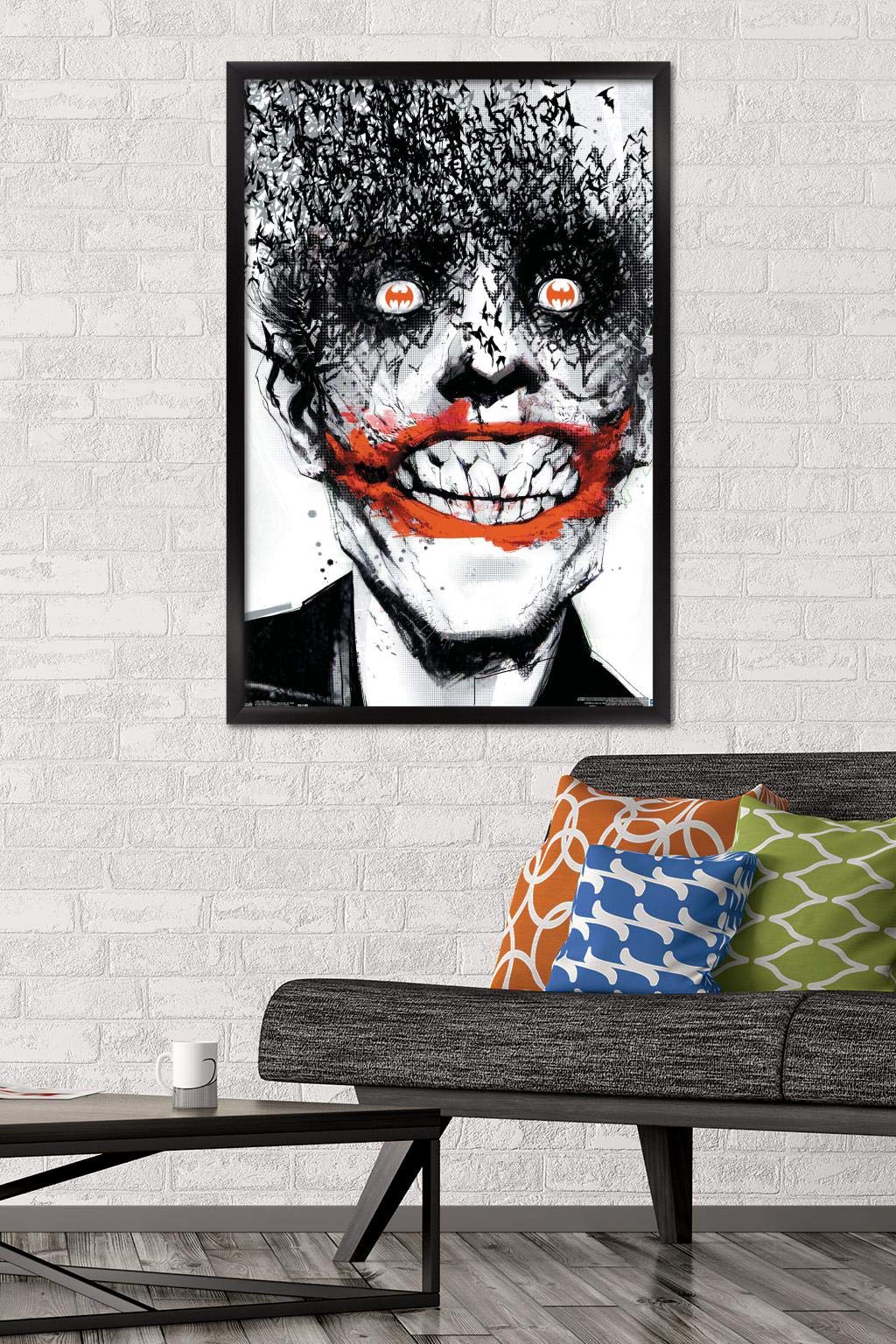 Trends International Dc Comics - The Joker - Bats Wall Poster, 22.375'' X 34'', Black Framed Version