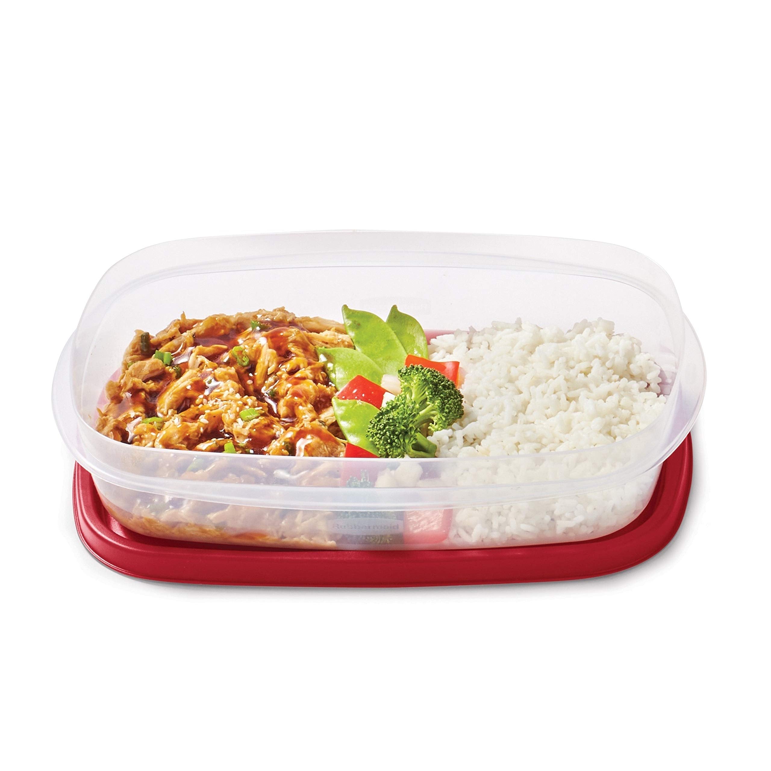 Rubbermaid Easyfindlids Meal Prep Containers, 5.5 Cup, Red