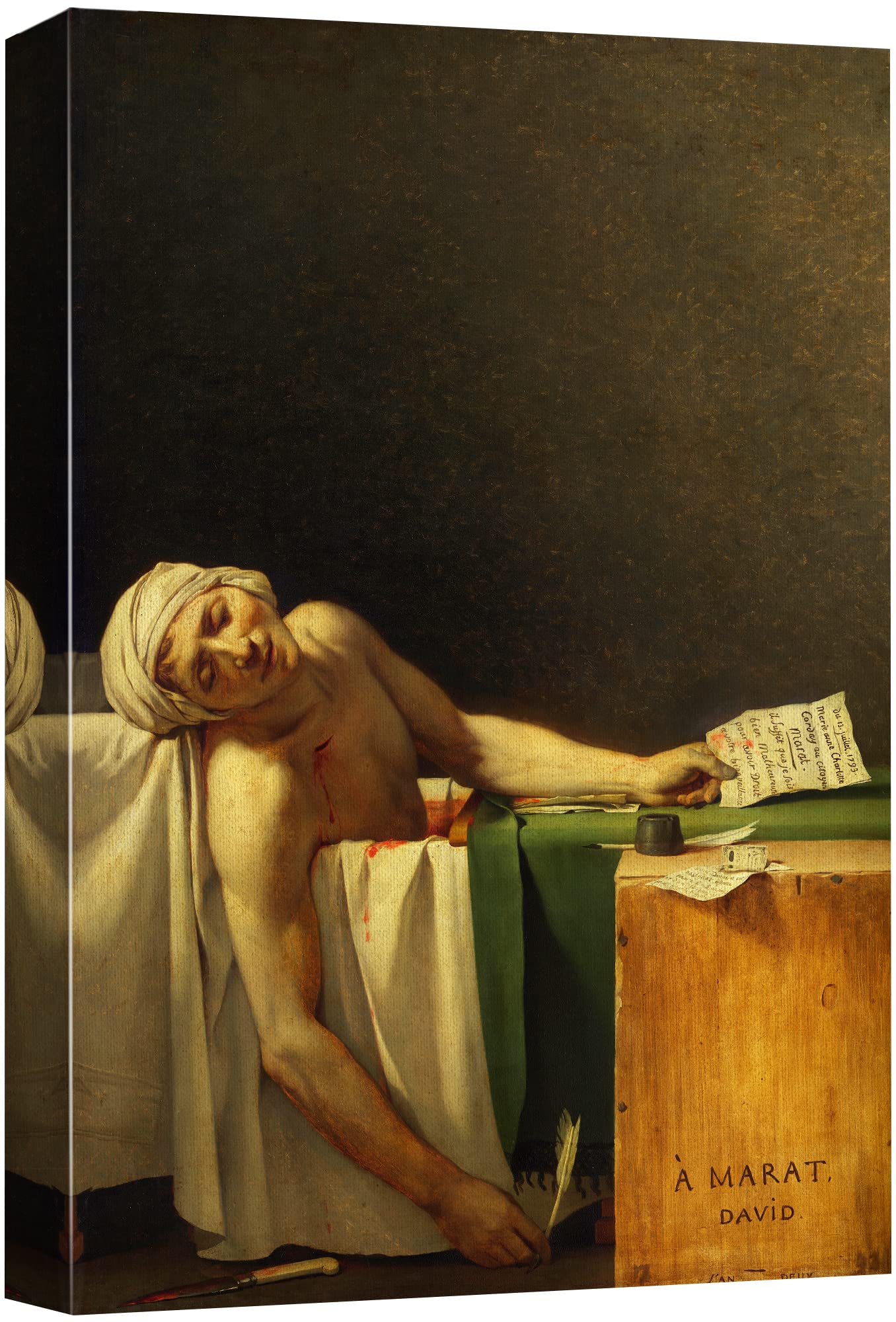 Wall26 - The Death Of Marat By Jacques-Louis David - Canvas Print Wall Art Famous Painting Reproduction - 32'' X 48''