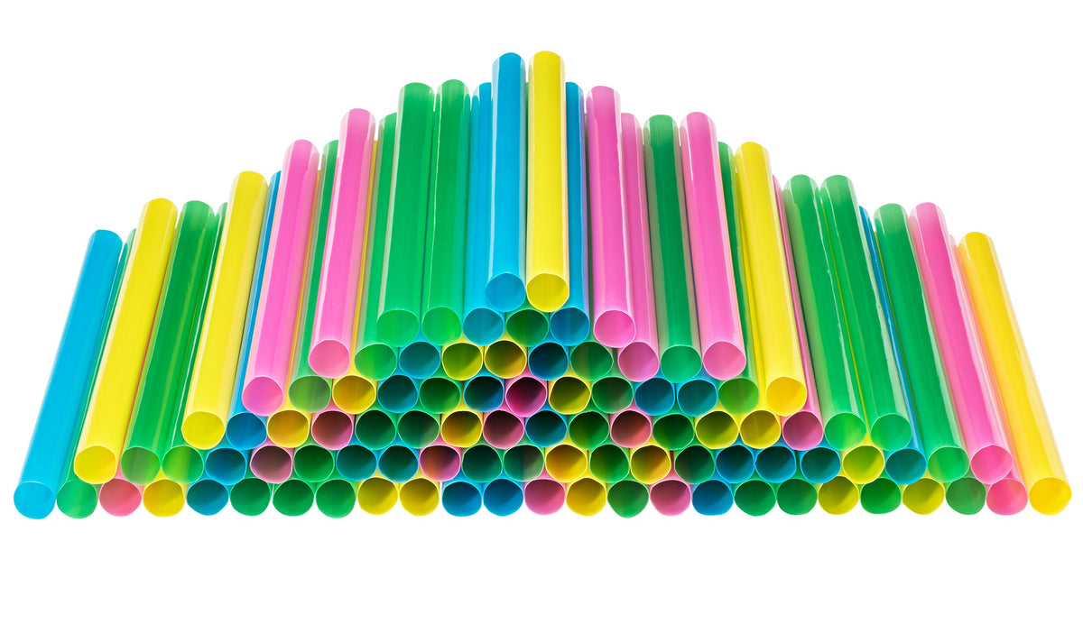 Jumbo Milkshake Straws Individually Wrapped, 300 Pack, Extra Wide Smoothie 0.47'' Multi Colored Disposable Fat Boba Tea Straw, B