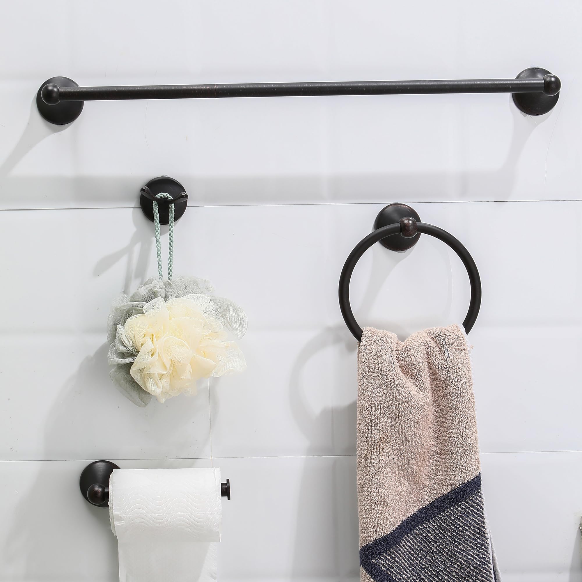 Ntipox 4 Piece Bathroom Hardware Accessories Set Oil Rubbed Bronze,24 Inch Towel Bar Set,Towel Rack Set,Bathroom Towel Holder Se