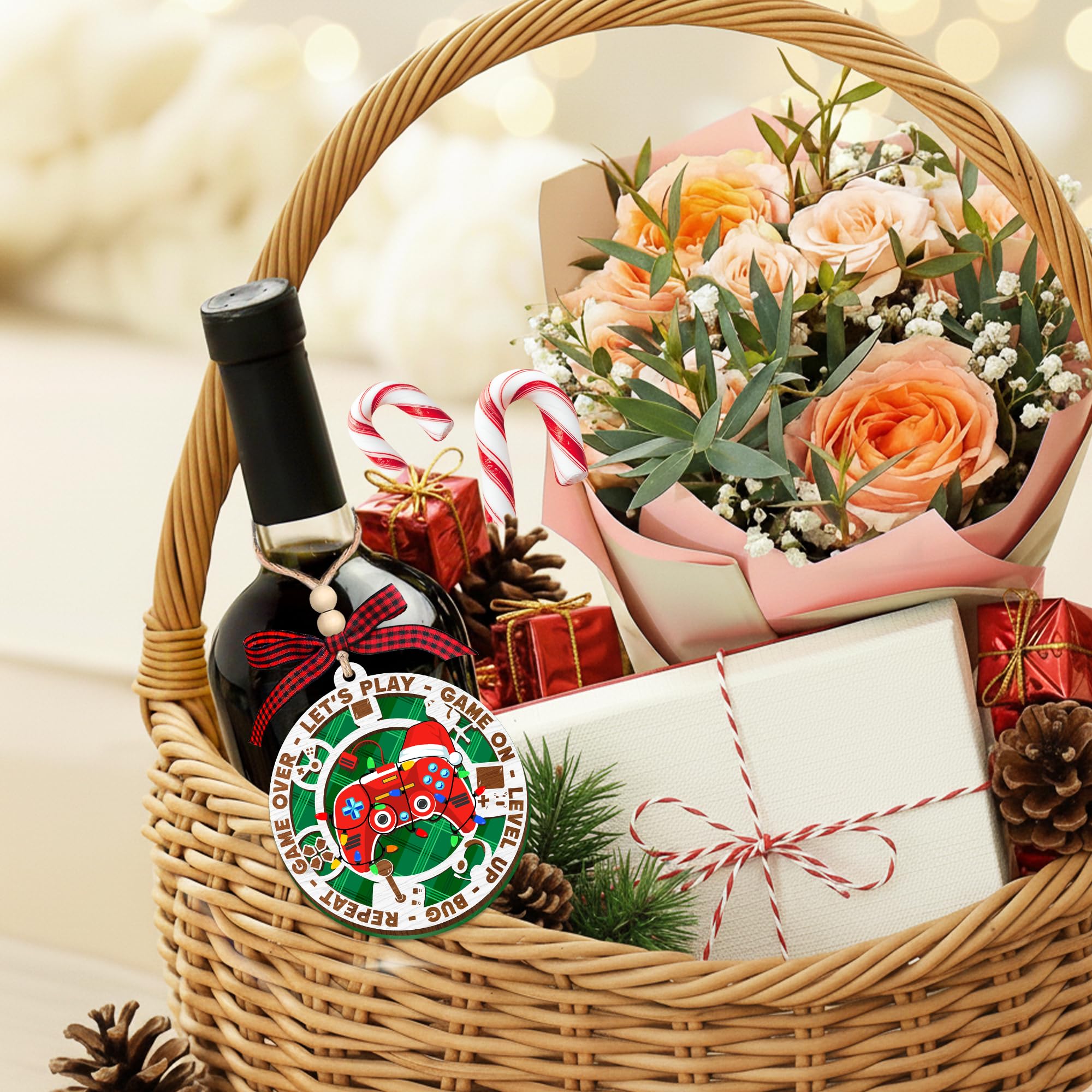 HEXMOZ Gaming Christmas Ornaments - Gamer Ornaments for Christmas Tree - Video Gamer Gifts for Teen Boys, Gamers, Sons, Brothers