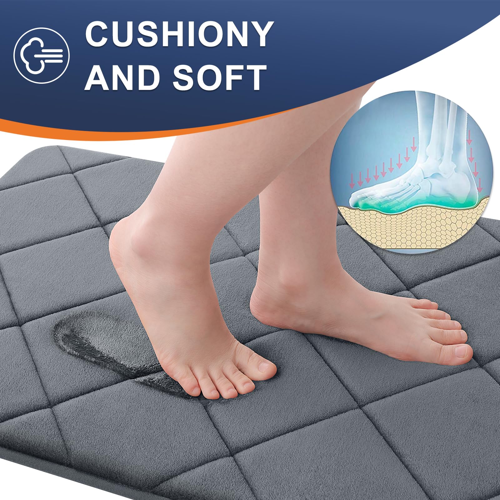 Olanly Memory Foam Bath Mat 36X24, Ultra Soft And Absorbent Bathroom Mat, Machine Washable Bathroom Rugs, Comfortable, Thick Bat