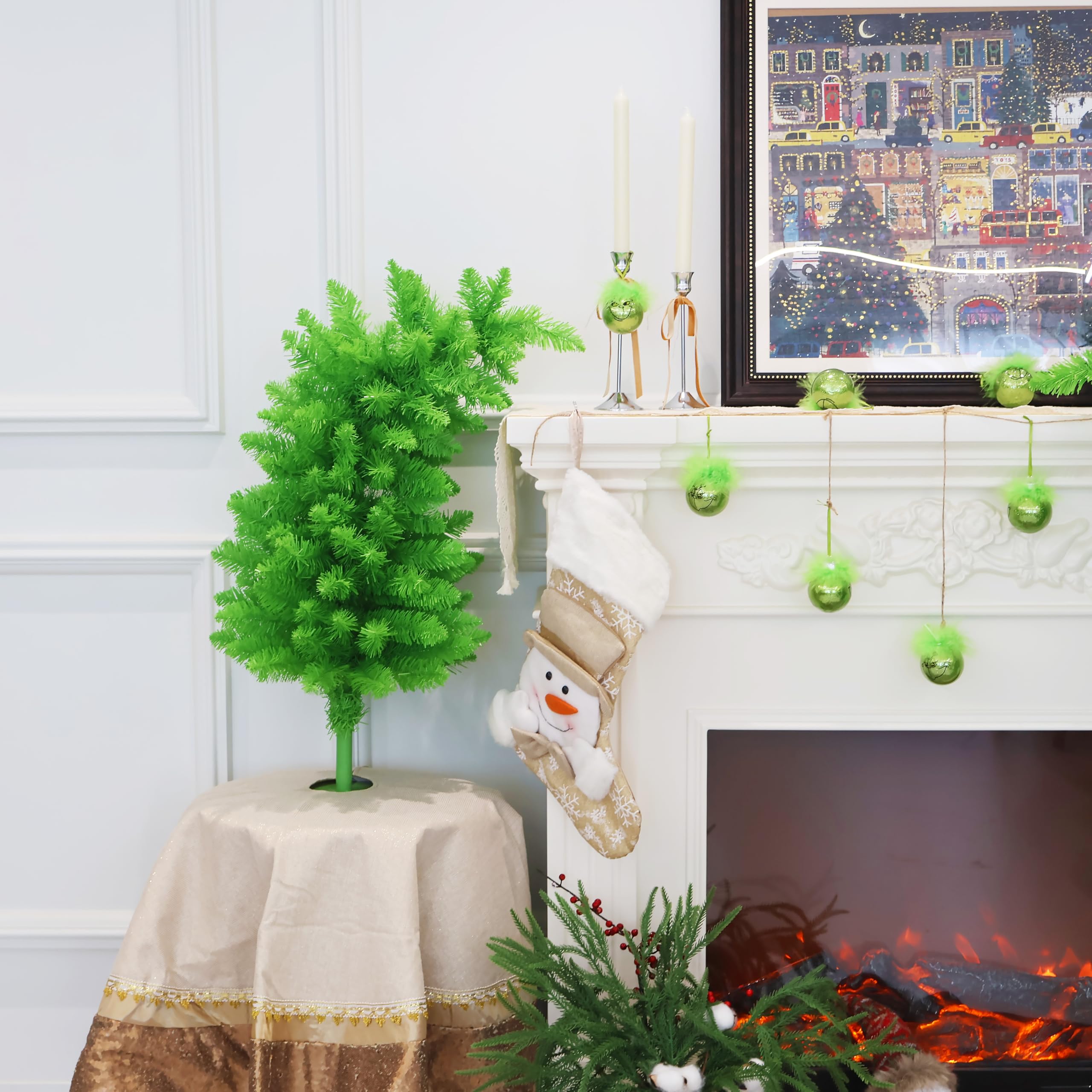 Small Christmas Tree Artificial Tabletop Whimsical Xmas Tree for Outdoor & Indoor Use 2FT