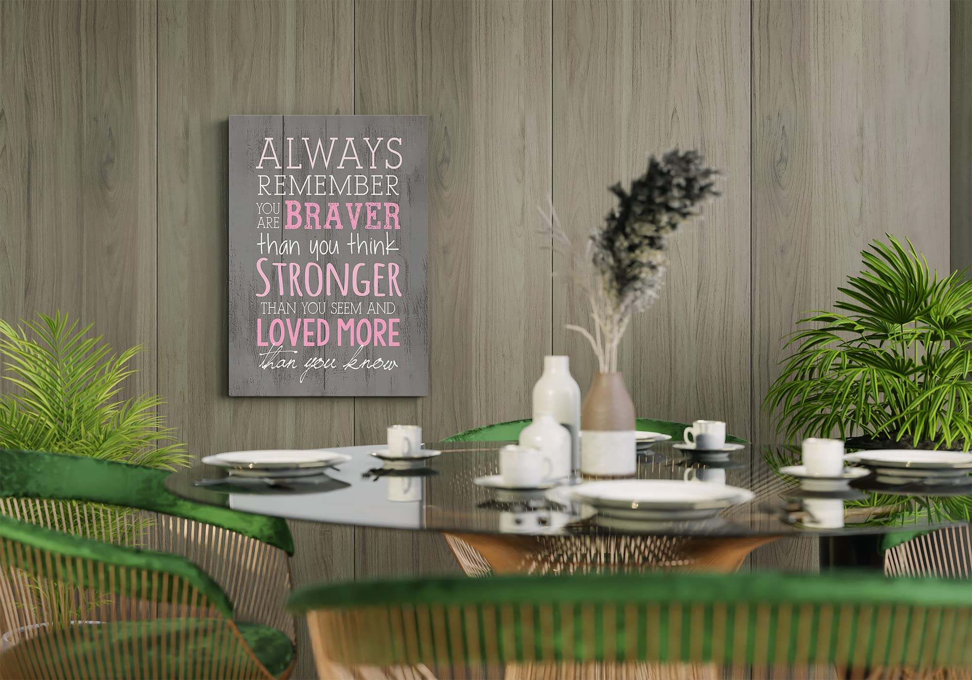 Motivational Inspirational Always Remember You Are Braver Than You Believe Wall Art Canvas Farmhouse 11X14 Inch Prints Decor For