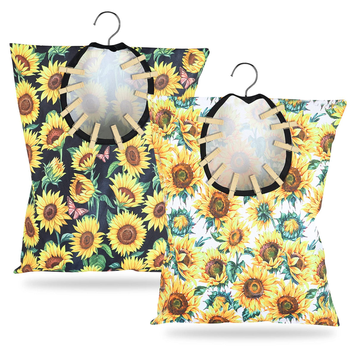 2 Pcs Sunflower Clothes Pin Bag Clothespin Bag Holder Clothespin Holder 15 X 11 Inch Clothes Pin Hanging Bag Clothespin Bag For