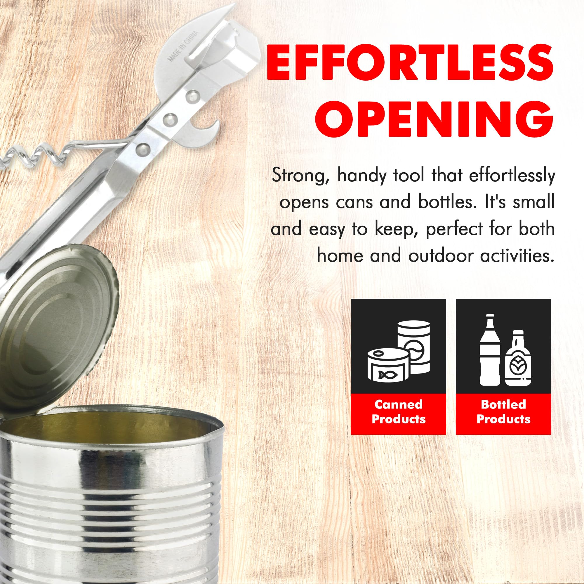 Chef Craft Select 3-In-1 Can Opener, 6 Inches In Length, Stainless Steel