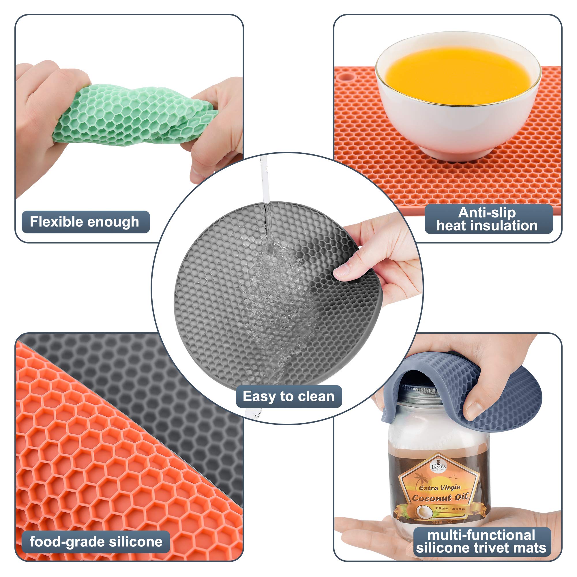 Hotsyang Trivets For Hot Pots And Pans For Quartz,Trivets For Hot Dishes Decorative,Silicone Trivets For Kitchen Counter Heat Re