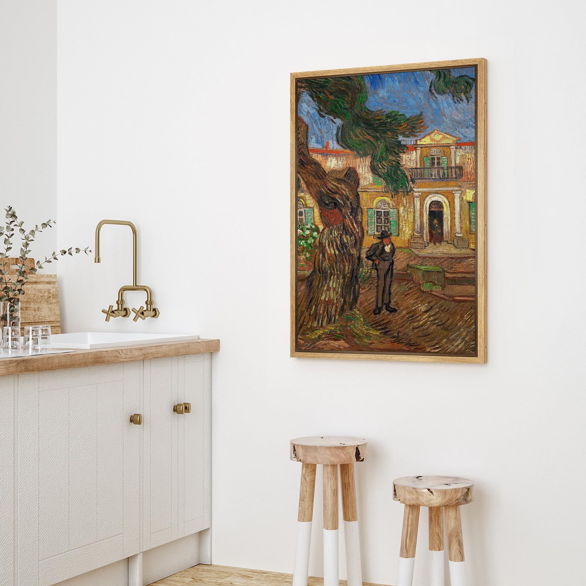 Wall26 Framed Canvas Print Wall Art Garden Of Saint-Paul Hospital By Vincent Van Gogh Classic Historic Illustrations Fine Art De