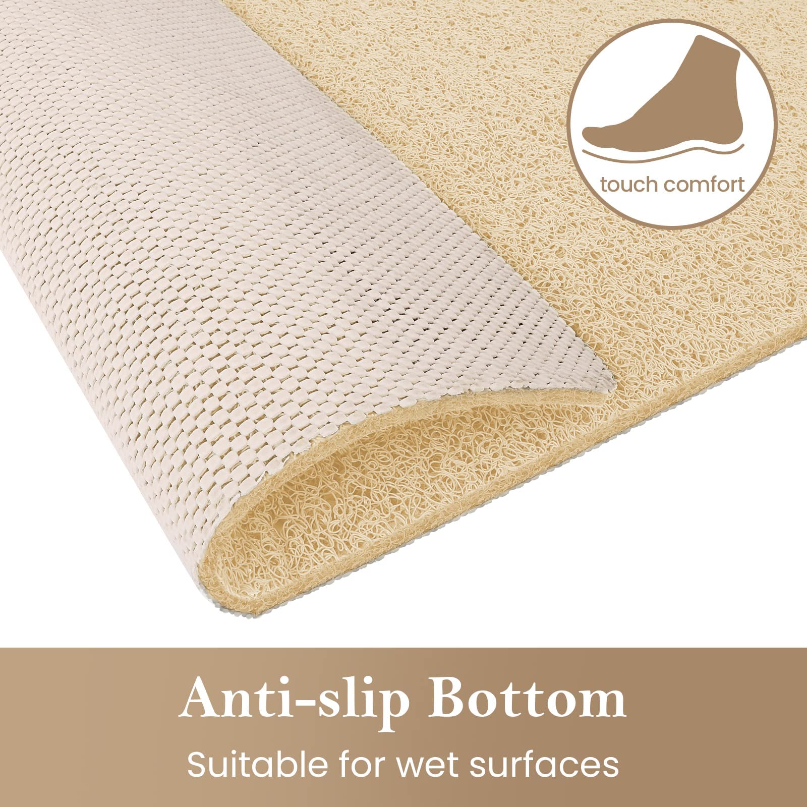 Shower Mat Bathtub Mat Non-Slip,32X24 Inch, Soft Tub Mat With Drain,Pvc Loofah Bath Mat (Phthalate Free) For Tub And Bathroom,Qu