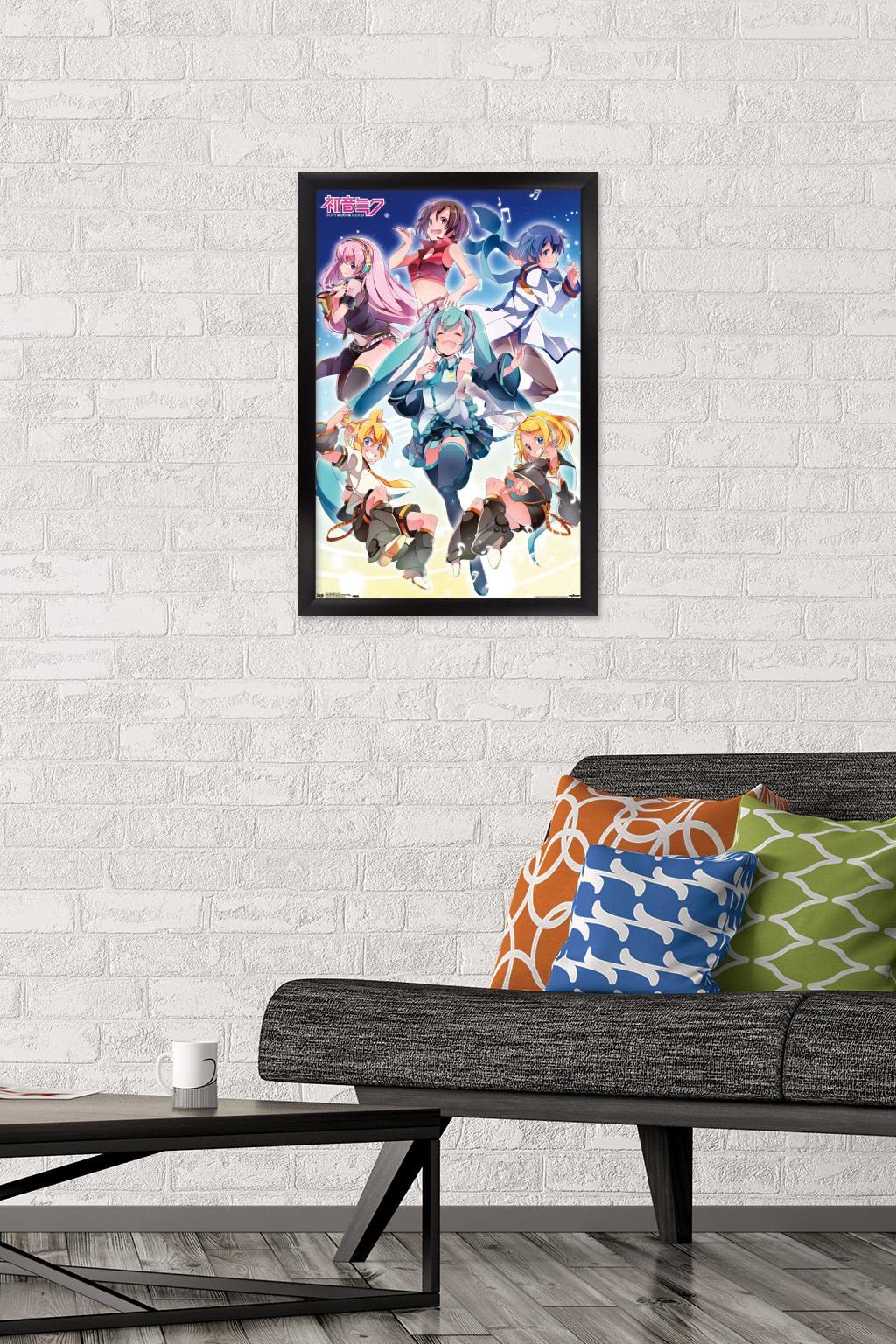 Trends International Hatsune Miku - Group Wall Poster, 14.725'' X 22.375'', Black Framed Version