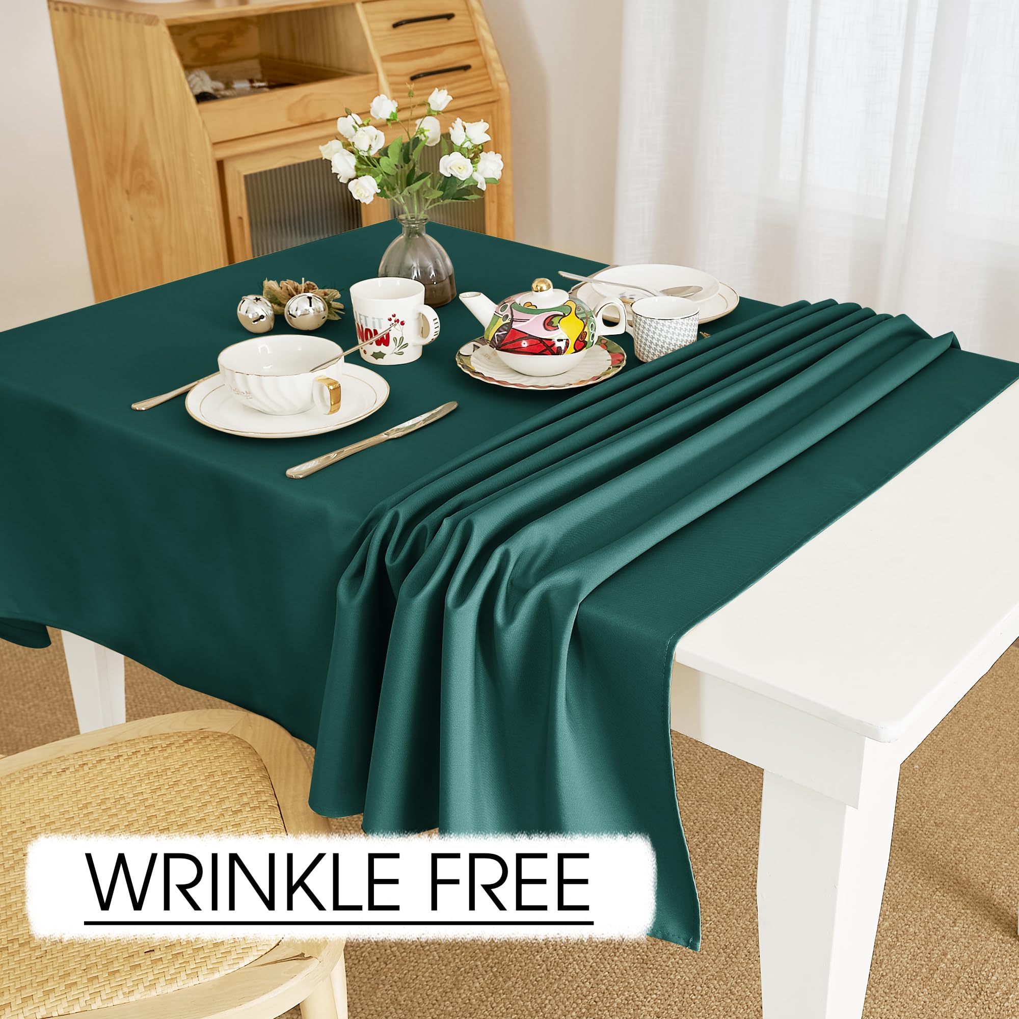 Ryb Home Christmas Table Cloth Rectangle - Spring Spill-Proof Wrinkle Free Washable Polyester Tablecloth For Dining Buffet Party
