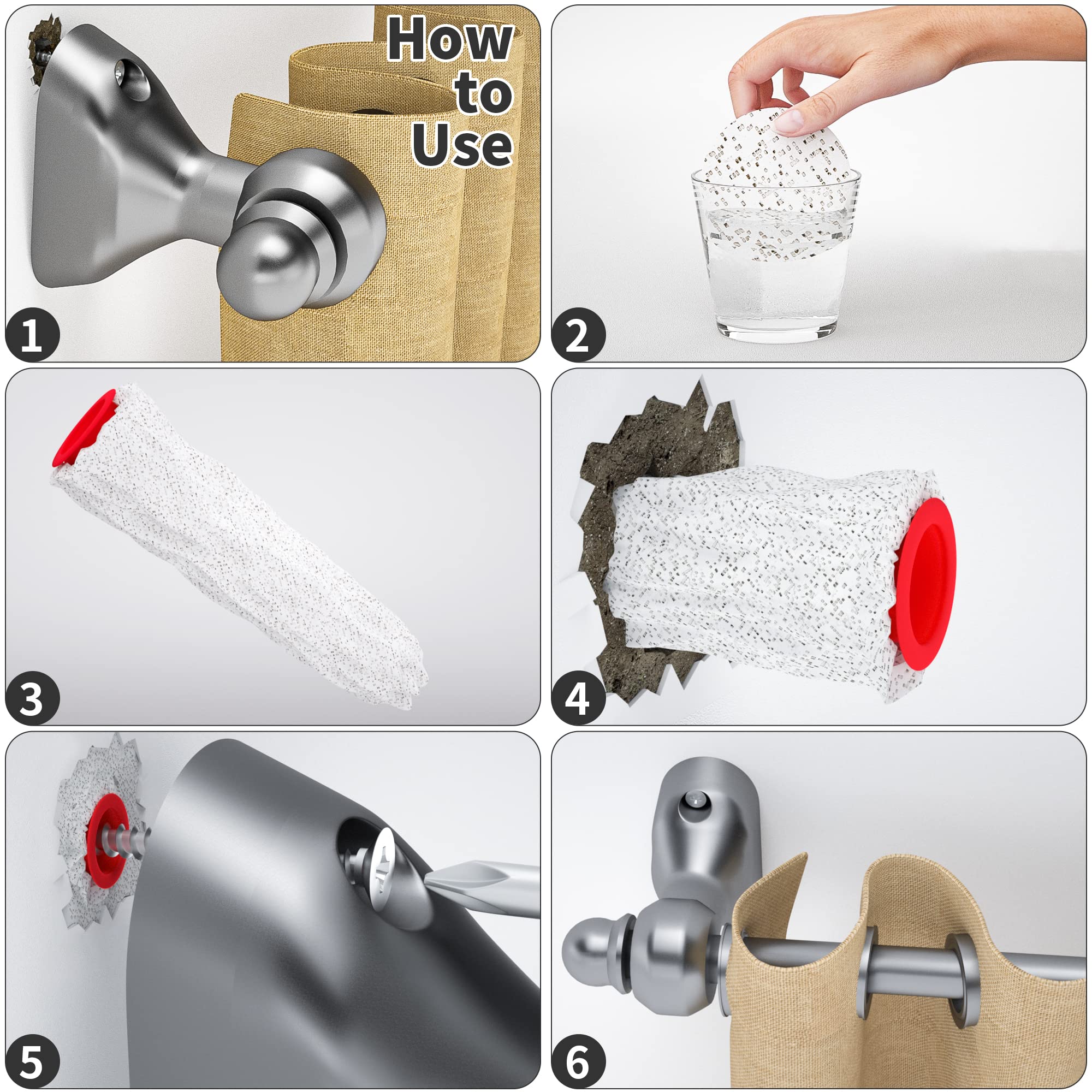 (24 Discs )Fixing Loose Wall Plugs Fast, Drywall Anchor Repair, Perfect For Fittings Weak Crumbly Loose Wall Such As Curtain Rai