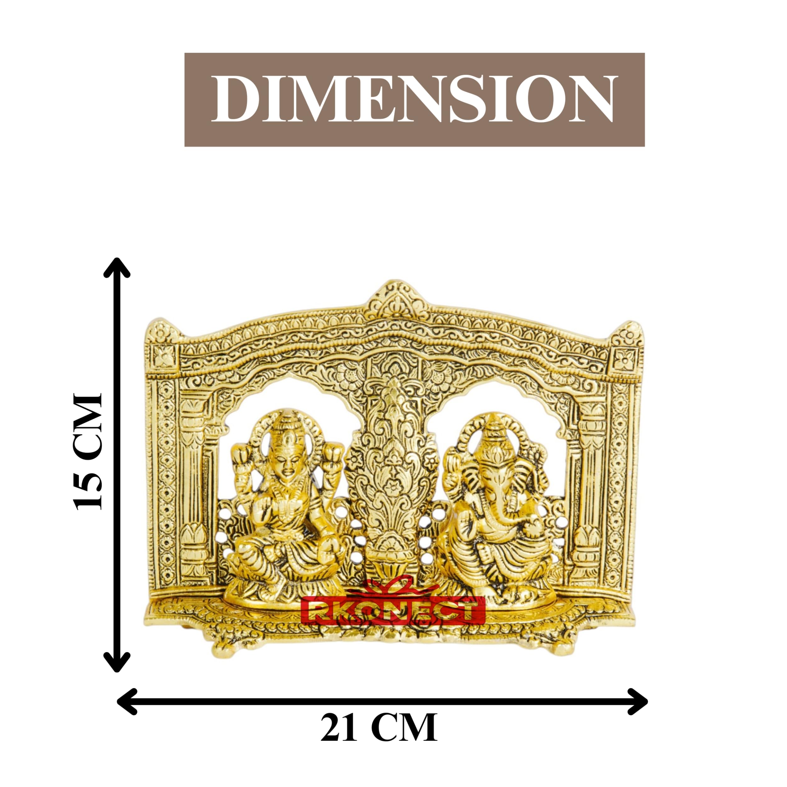 RKONECT Laxmi Ganesh Idol for Home Puja | Laxmi Ganesh Murti | Metal Silver Lakshmi Ganesha Murti for Diwali Gift (Golden)
