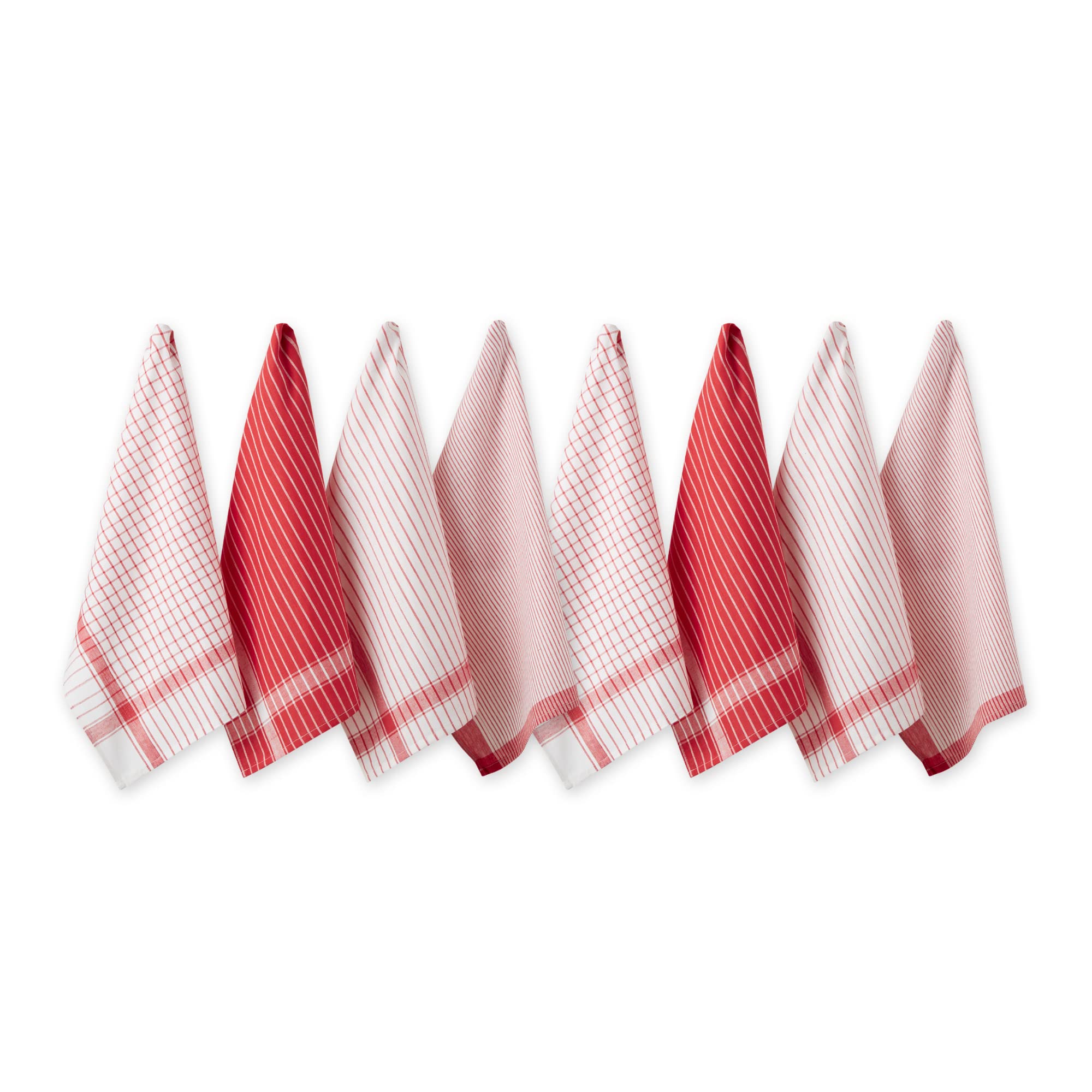 DII Everyday Basic Collection Woven Dishtowel Set, 20x28, Red, 8 Piece